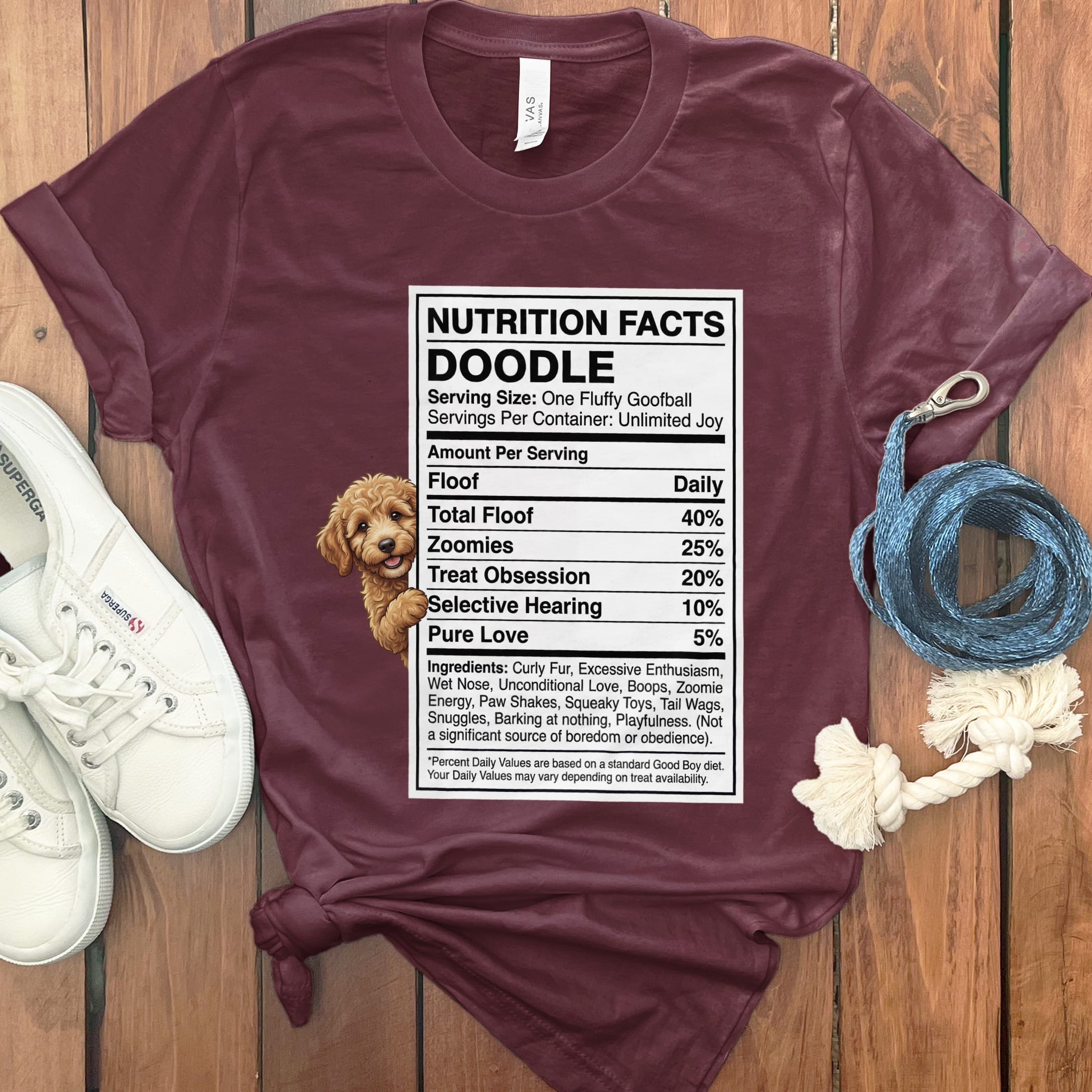 Doodle Nutrition T-Shirt in Maroon / S by Puppy Jo