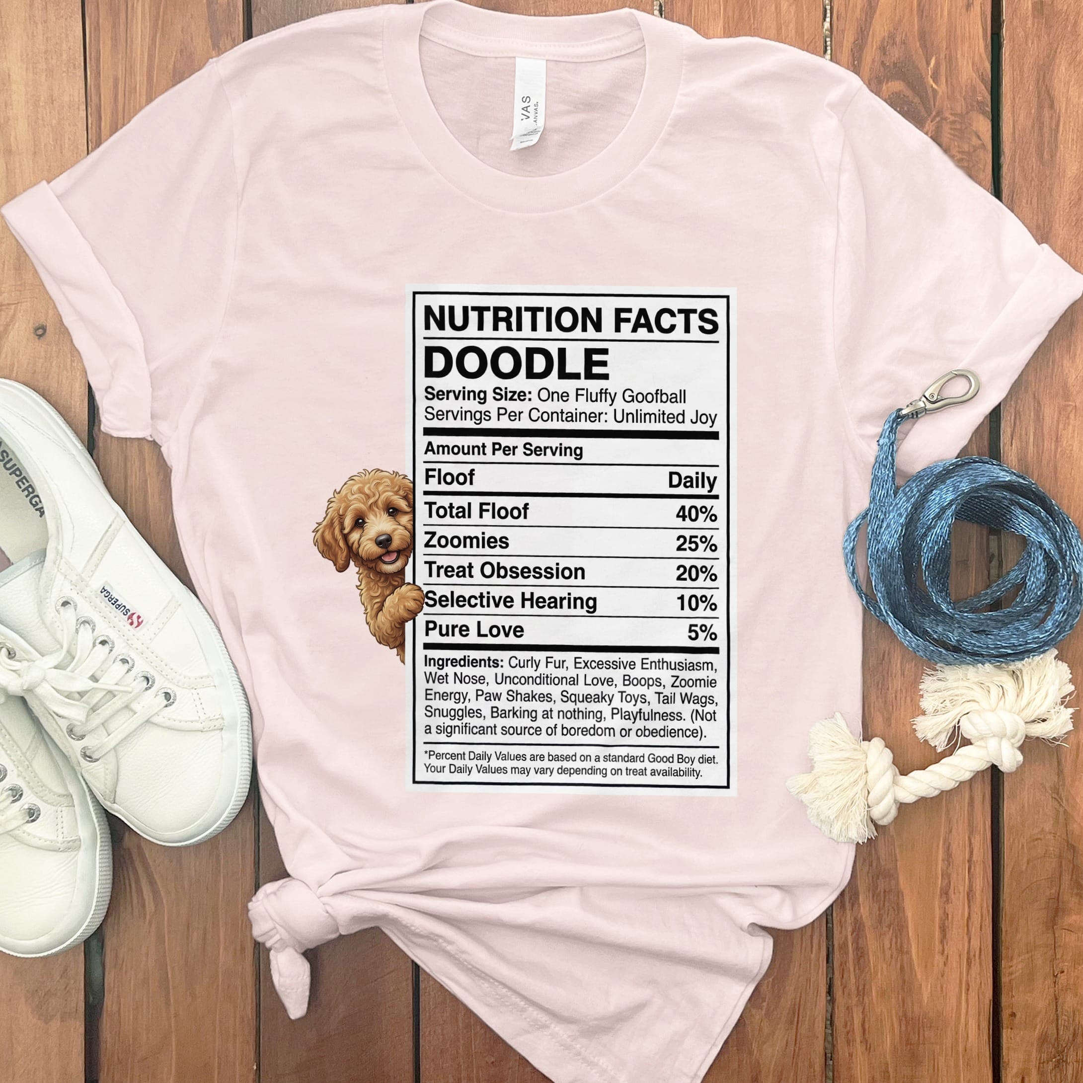 Doodle Nutrition T-Shirt in Soft Pink / S by Puppy Jo