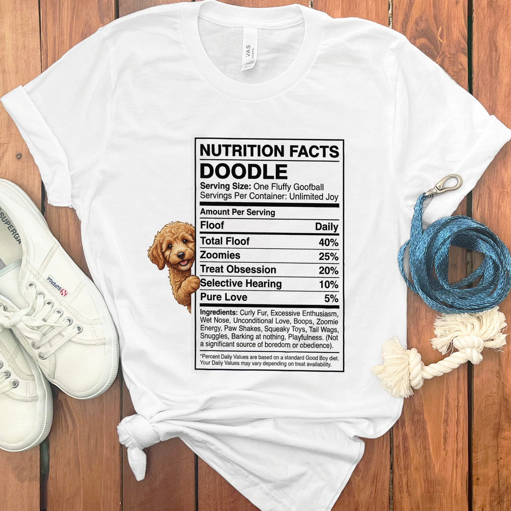 Doodle Nutrition T-Shirt in White / S by Puppy Jo