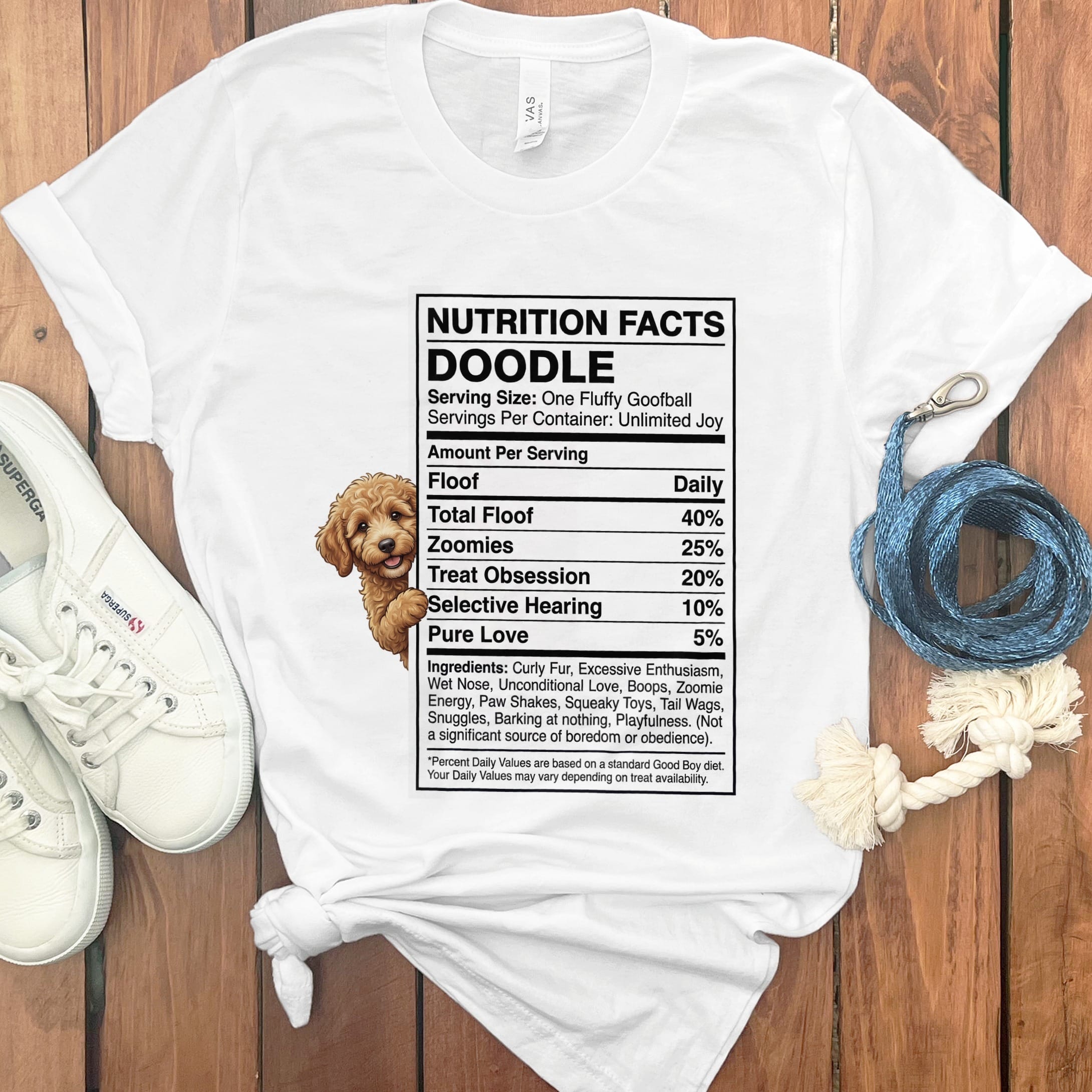 Doodle Nutrition T-Shirt in White / S by Puppy Jo