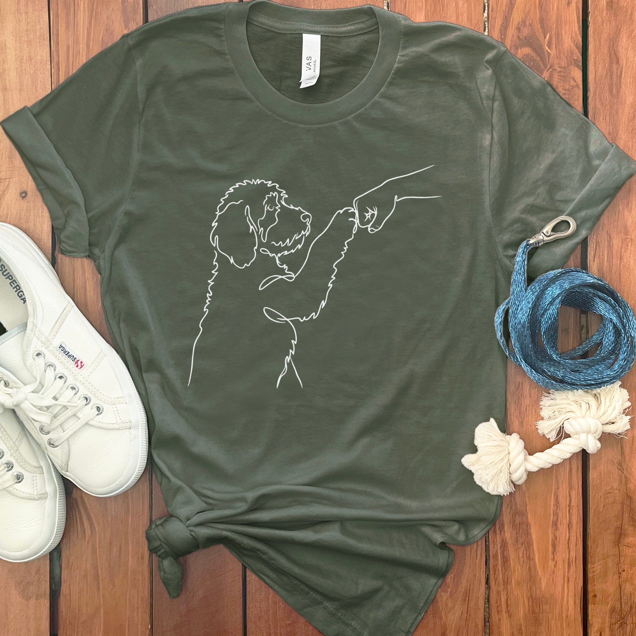 Doodle Paw Bump T=Shirt in Military Green / S by Puppy Jo