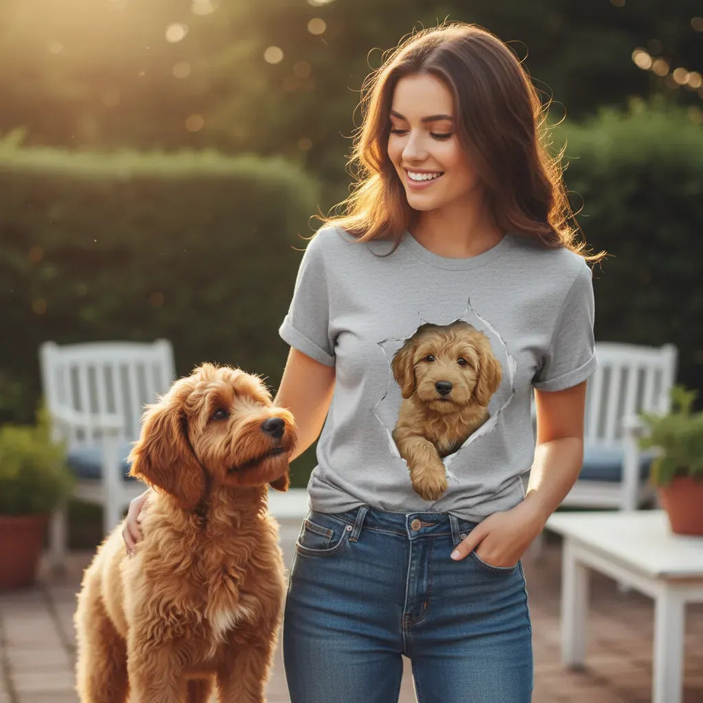 Doodle Puppy Peeking T-Shirt in by Puppy Jo