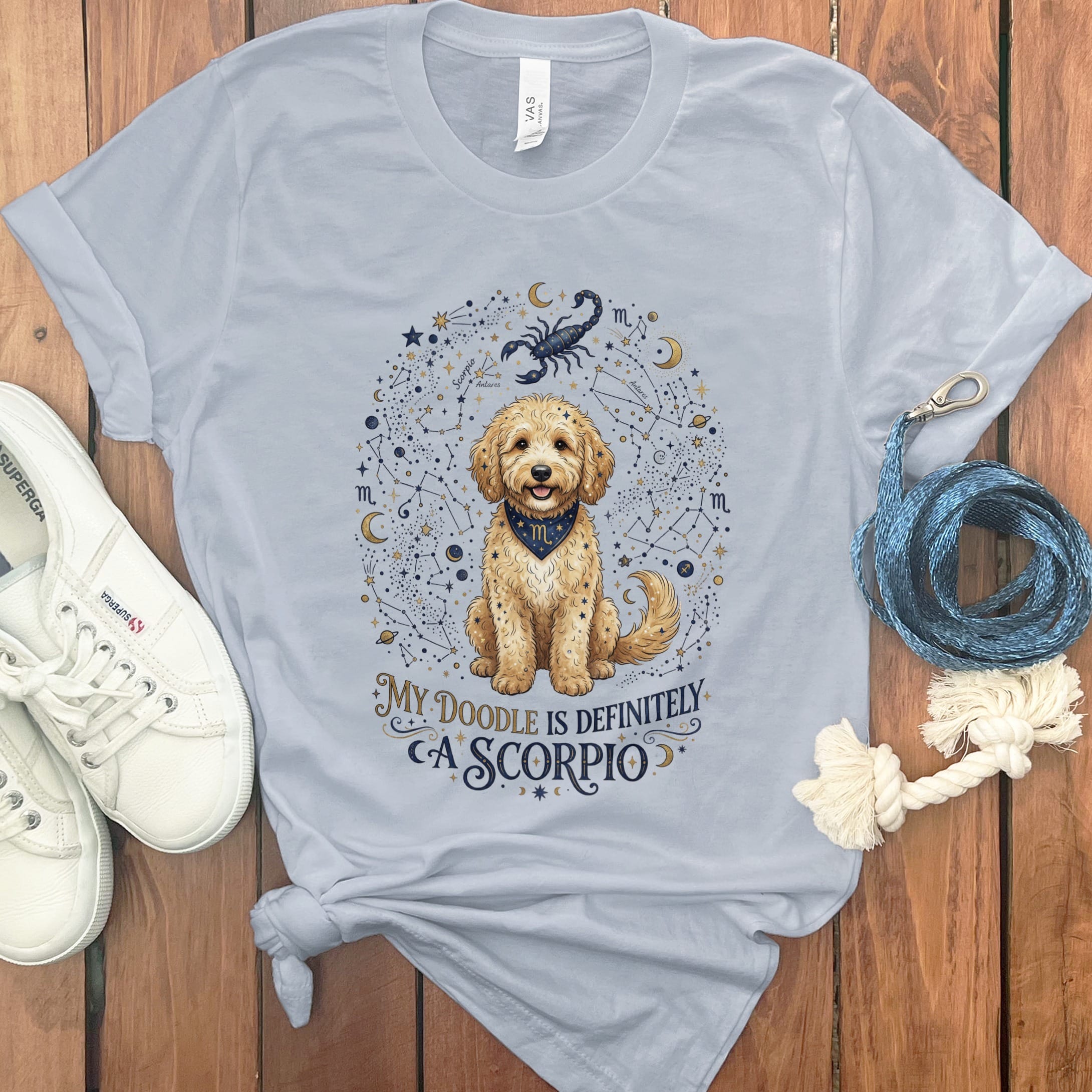 Doodle Scorpio T-Shirt in Light Blue / S by Puppy Jo