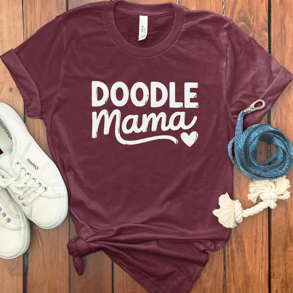 Doodle Script Mama T-Shirt in Maroon / M by Puppy Jo