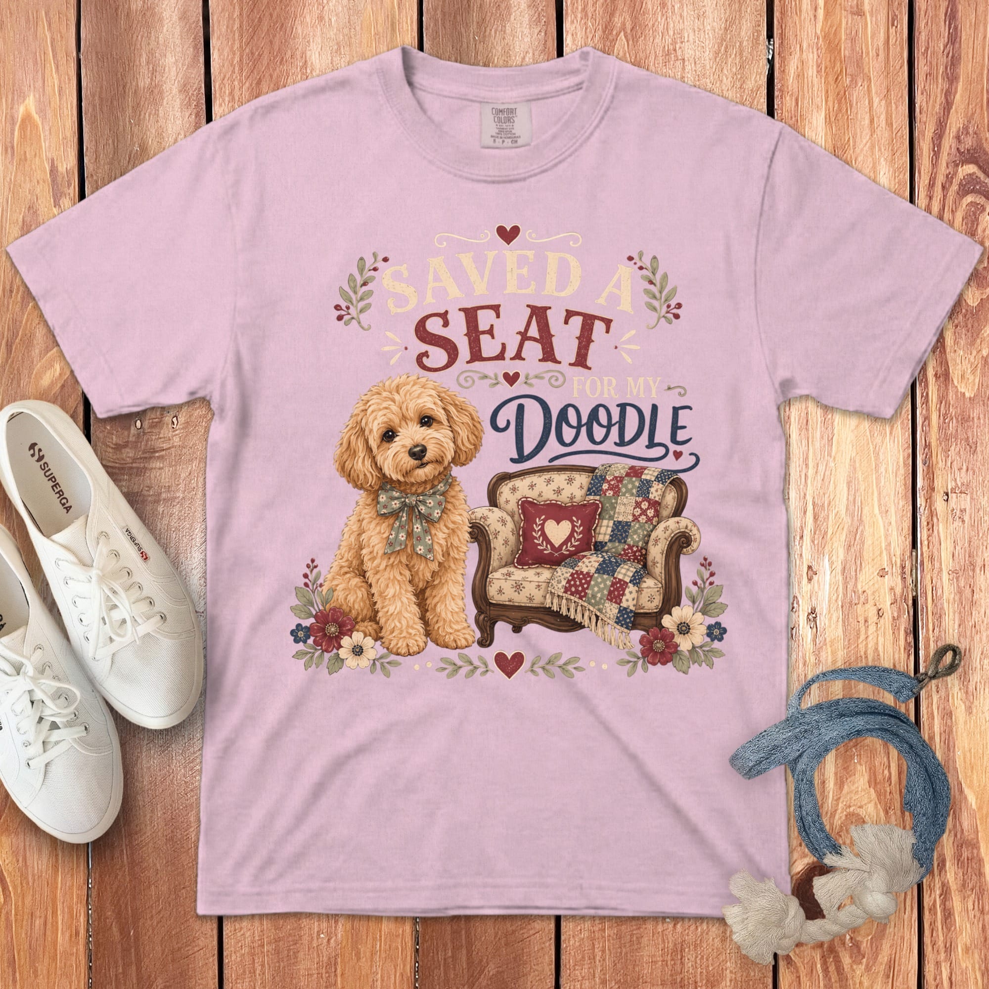 Doodle Seat Signature T-Shirt in S / Blossom by Puppy Jo