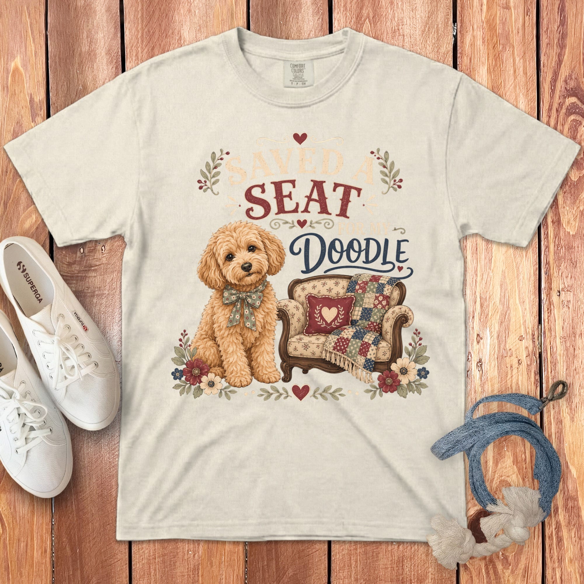 Doodle Seat Signature T-Shirt in S / Ivory by Puppy Jo
