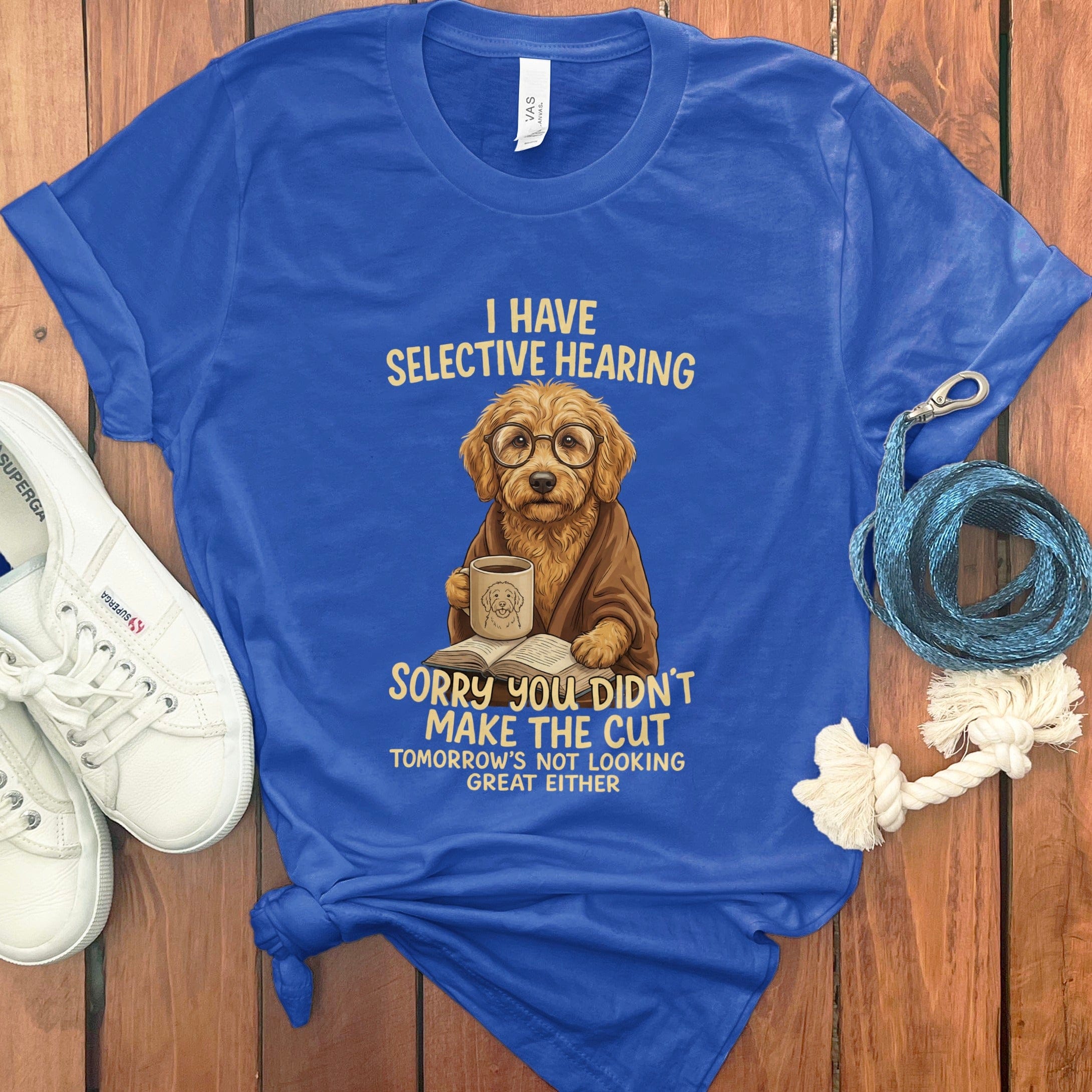 Doodle Selective Hearing T-Shirt in True Royal / S by Puppy Jo