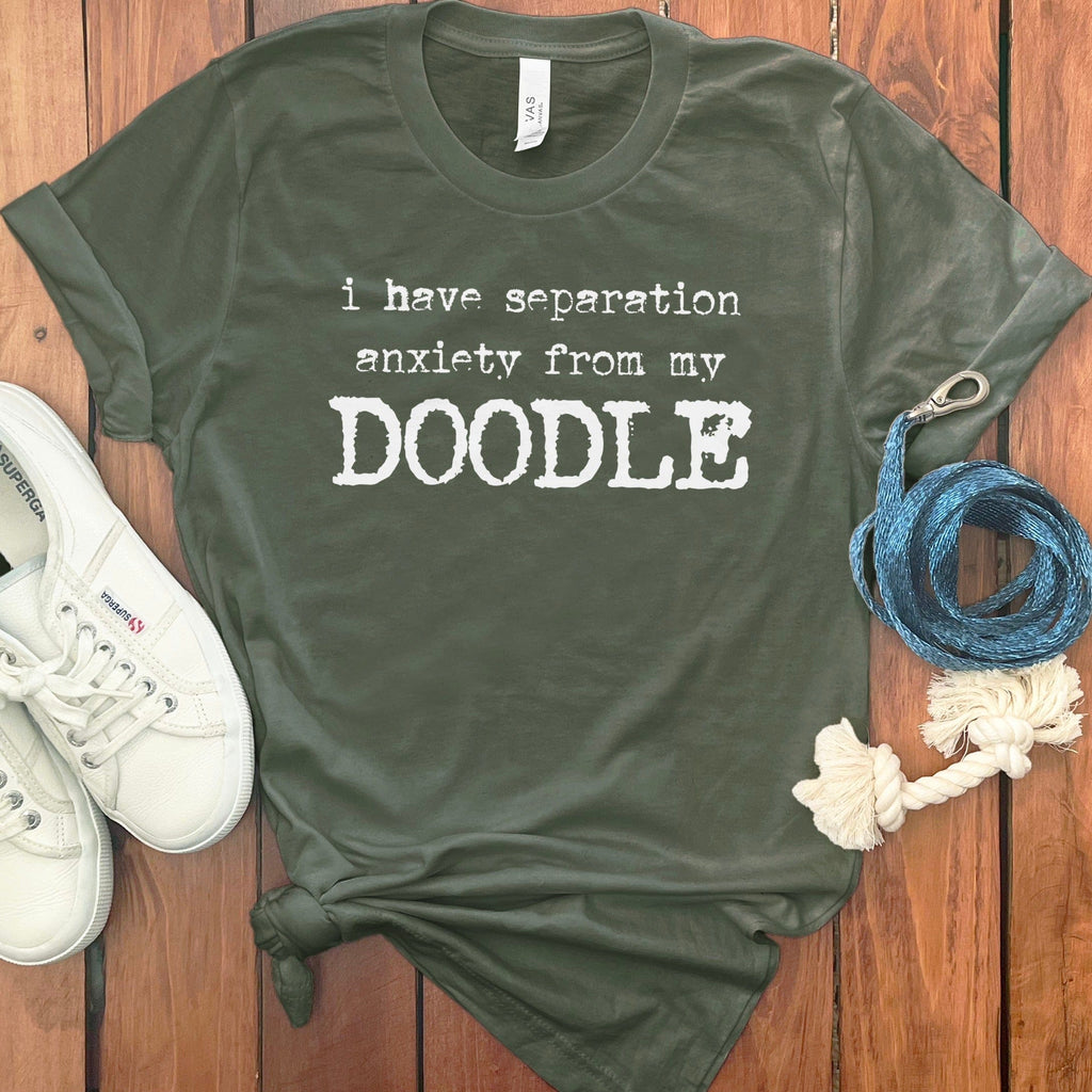 Doodle Separation T-Shirt in Military Green / S by Puppy Jo