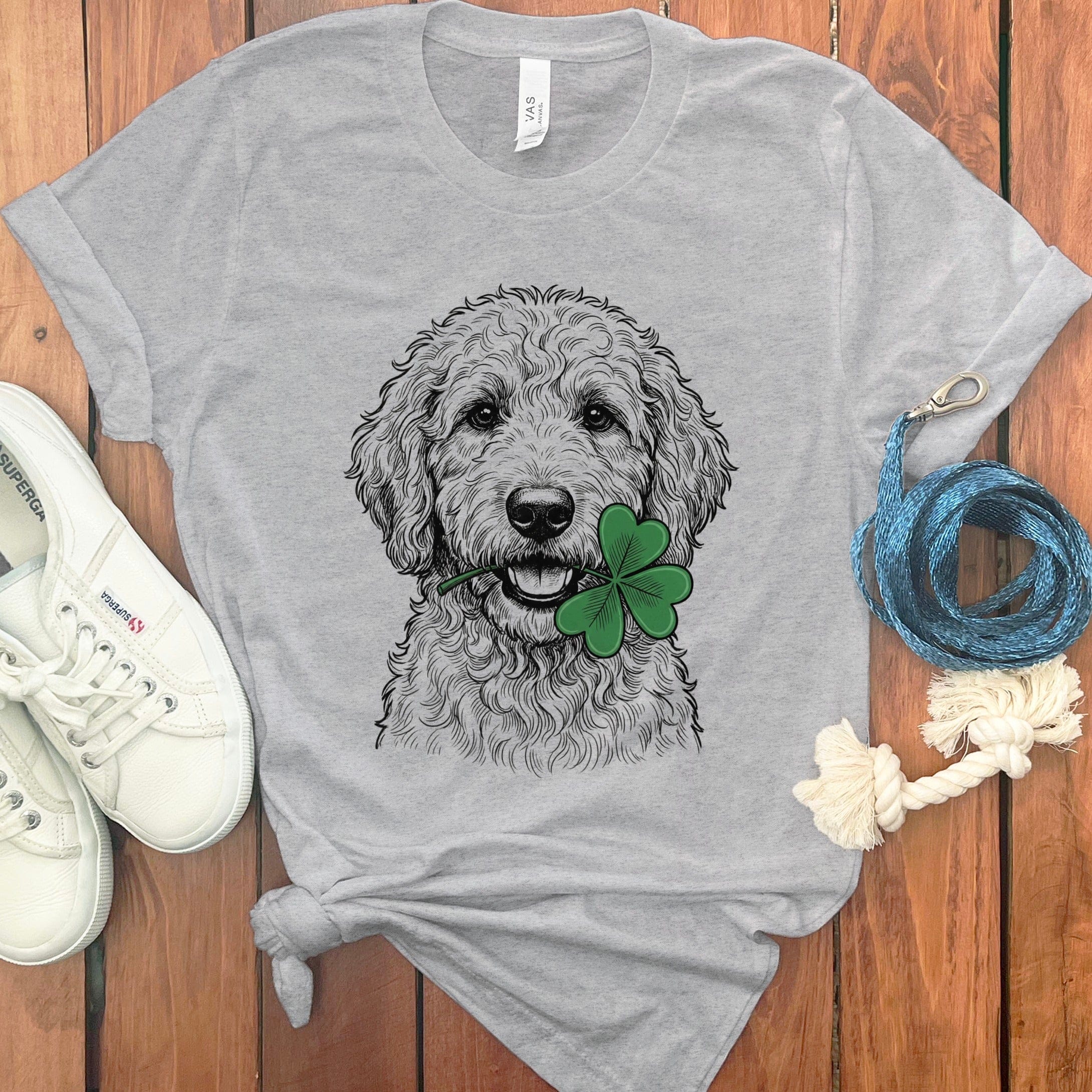 Doodle Shamrock T-Shirt in Athletic Heather / S by Puppy Jo