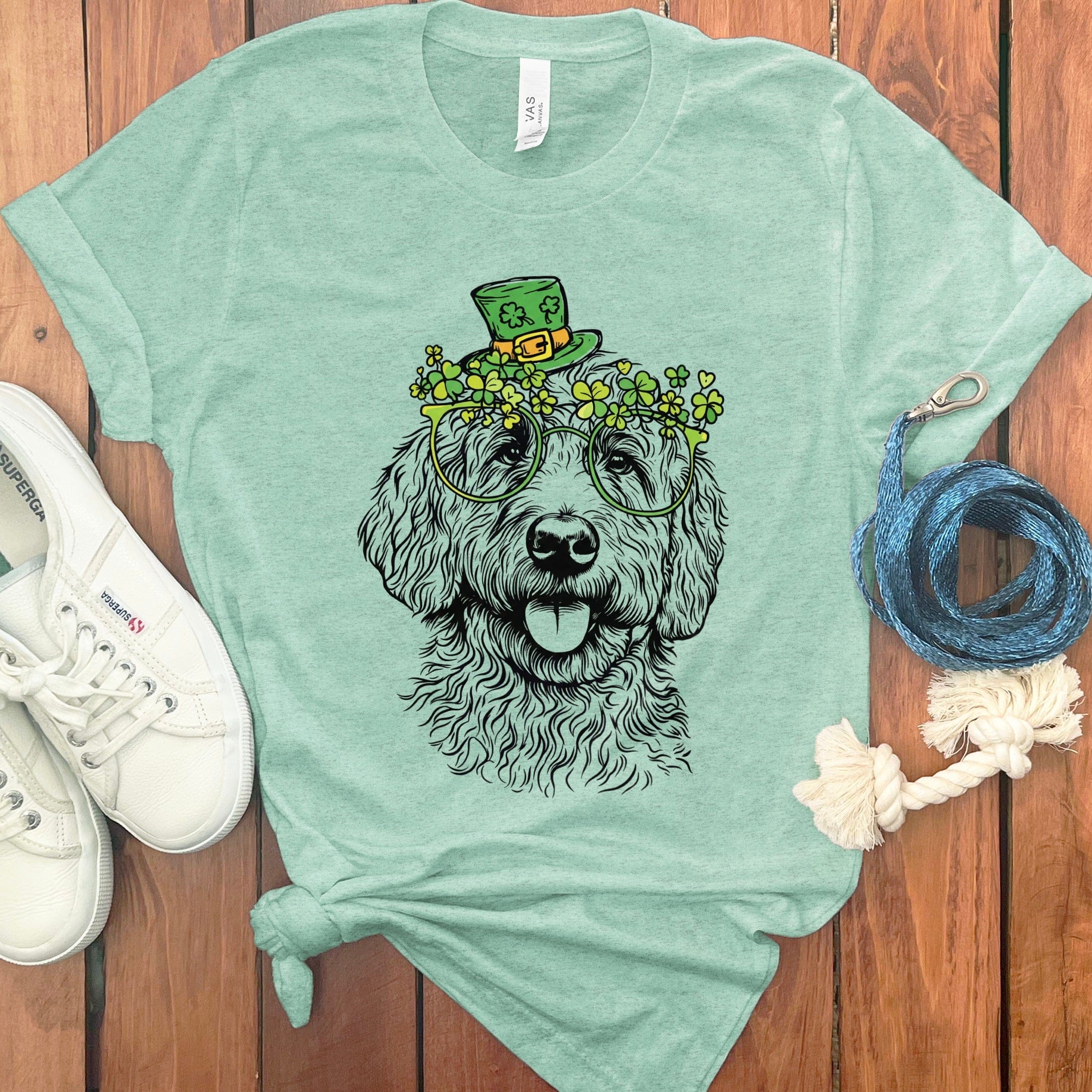 Doodle Sketch Irish T-Shirt in Heather Mint / S by Puppy Jo