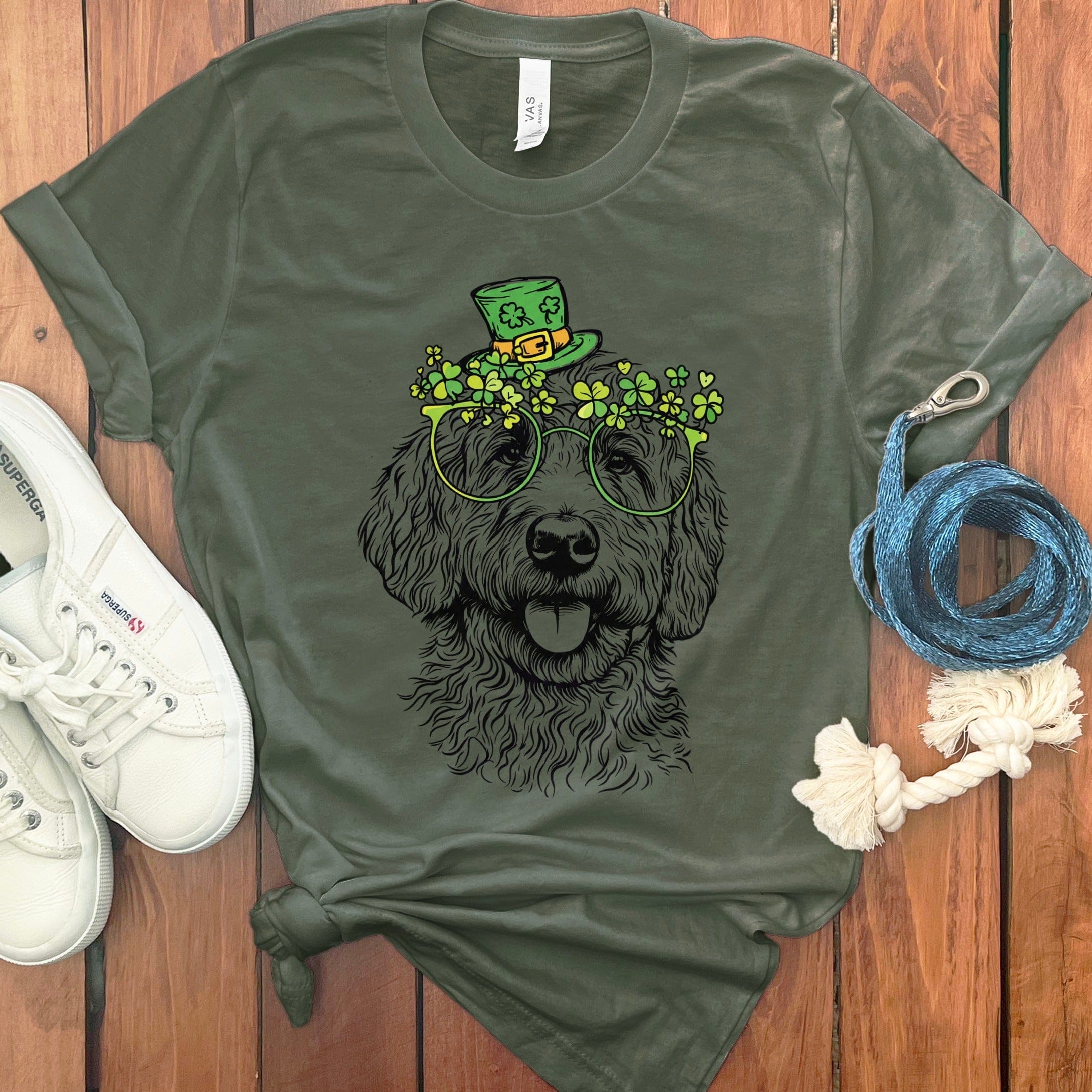 Doodle Sketch Irish T-Shirt in Military Green / S by Puppy Jo