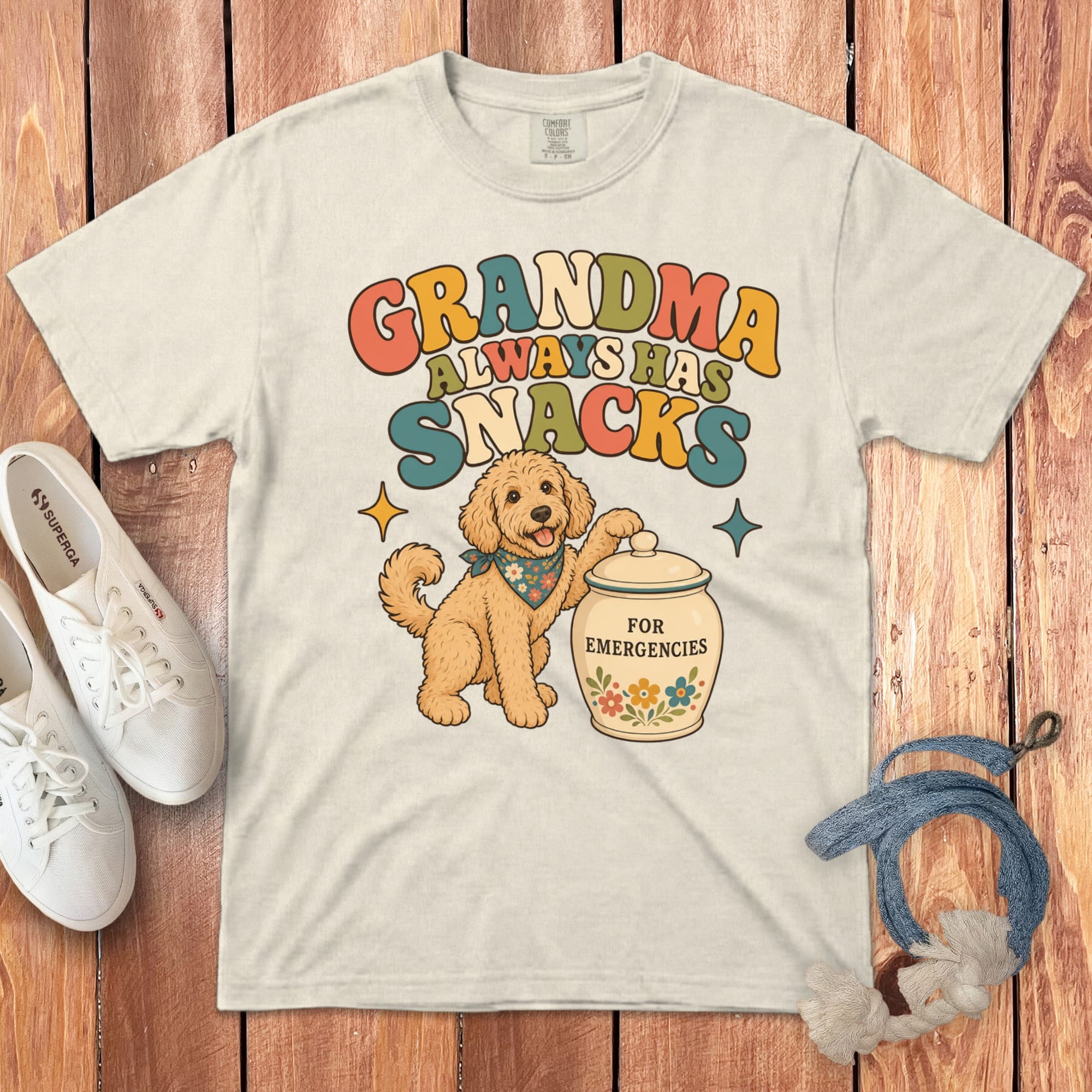 Doodle Snack Jar Signature T-Shirt in Ivory / M by Puppy Jo