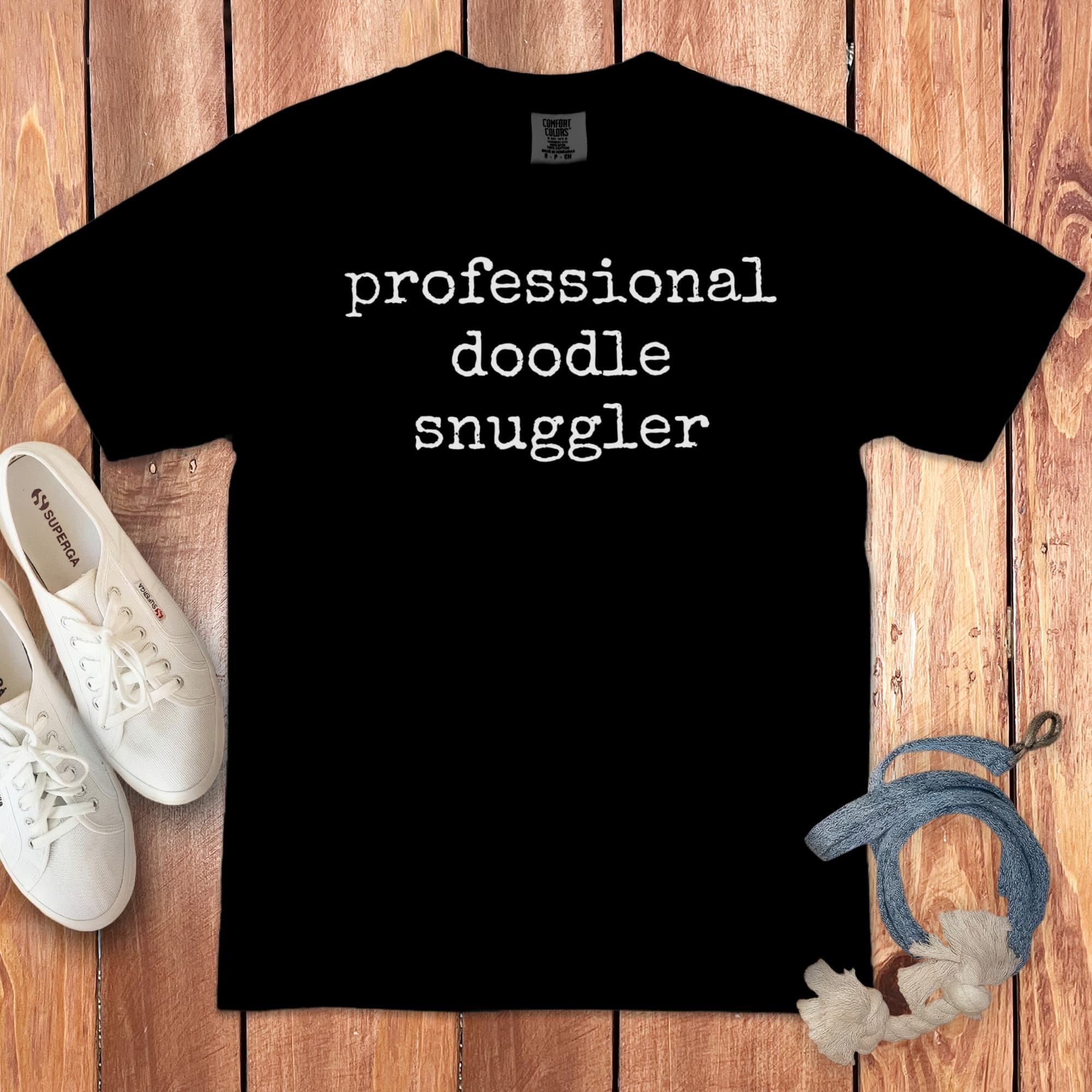 Doodle Snuggler Signature T-Shirt in Black / S by Puppy Jo