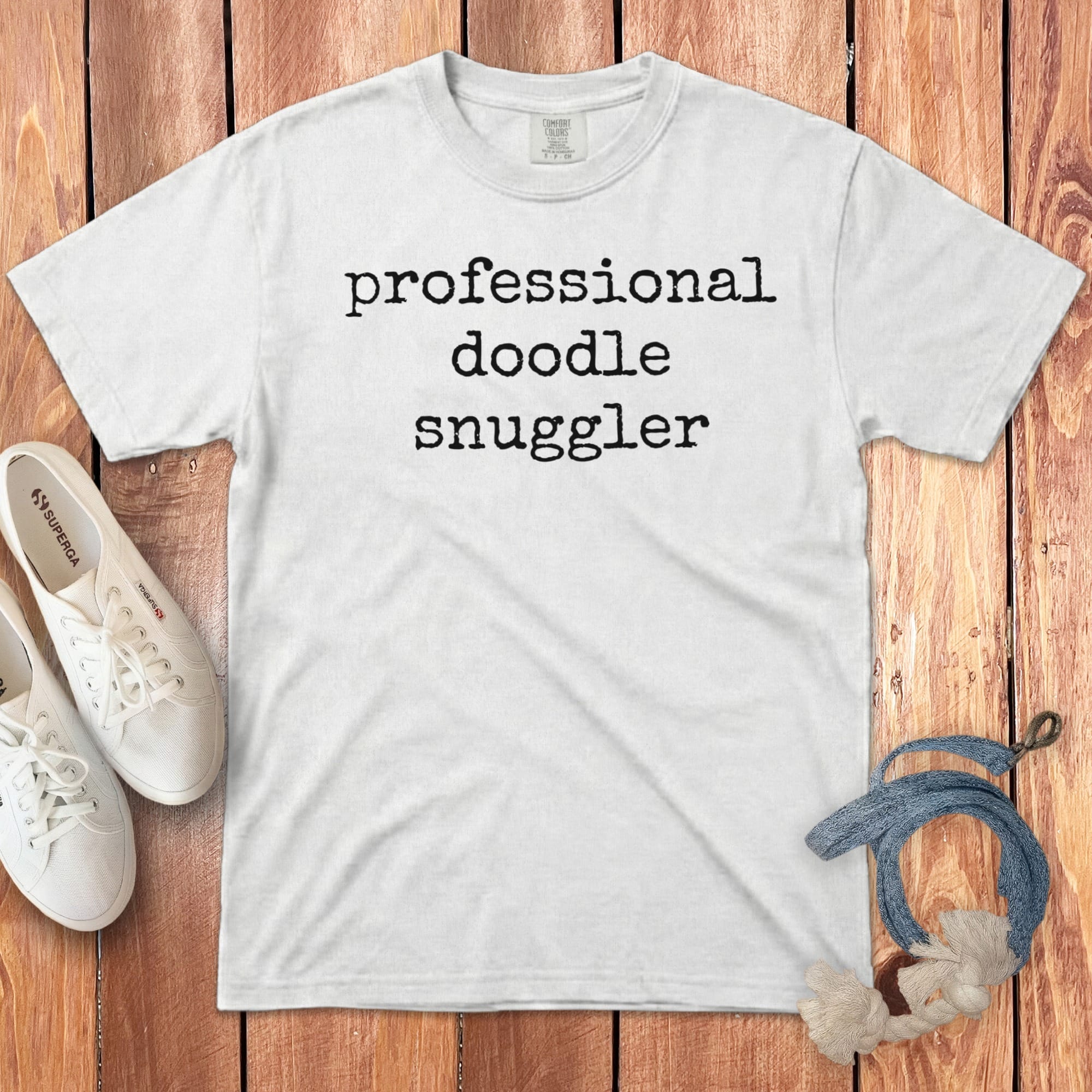 Doodle Snuggler Signature T-Shirt in White / S by Puppy Jo