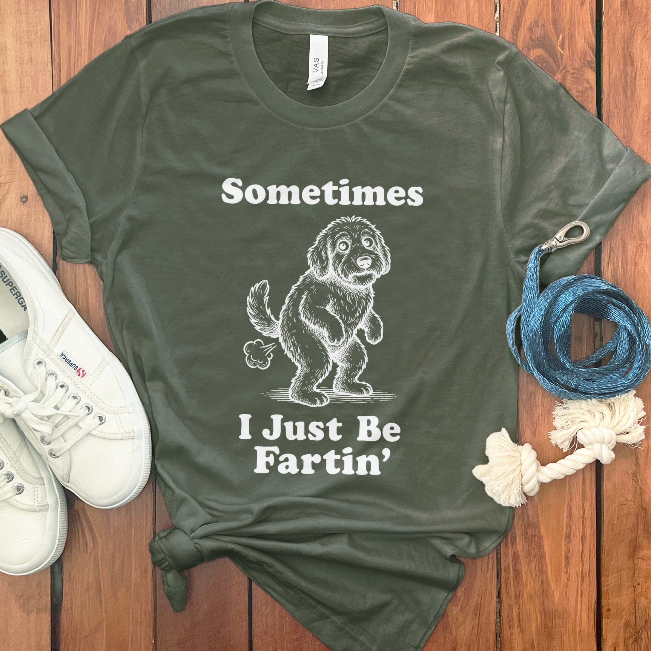 Doodle Sometimes T-Shirt in Military Green / S by Puppy Jo