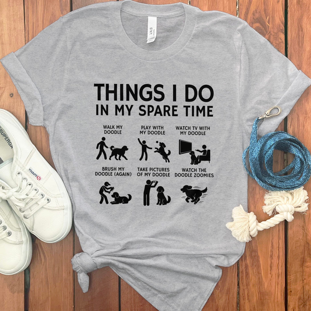 Doodle Spare Time T-Shirt in Athletic Heather / S by Puppy Jo