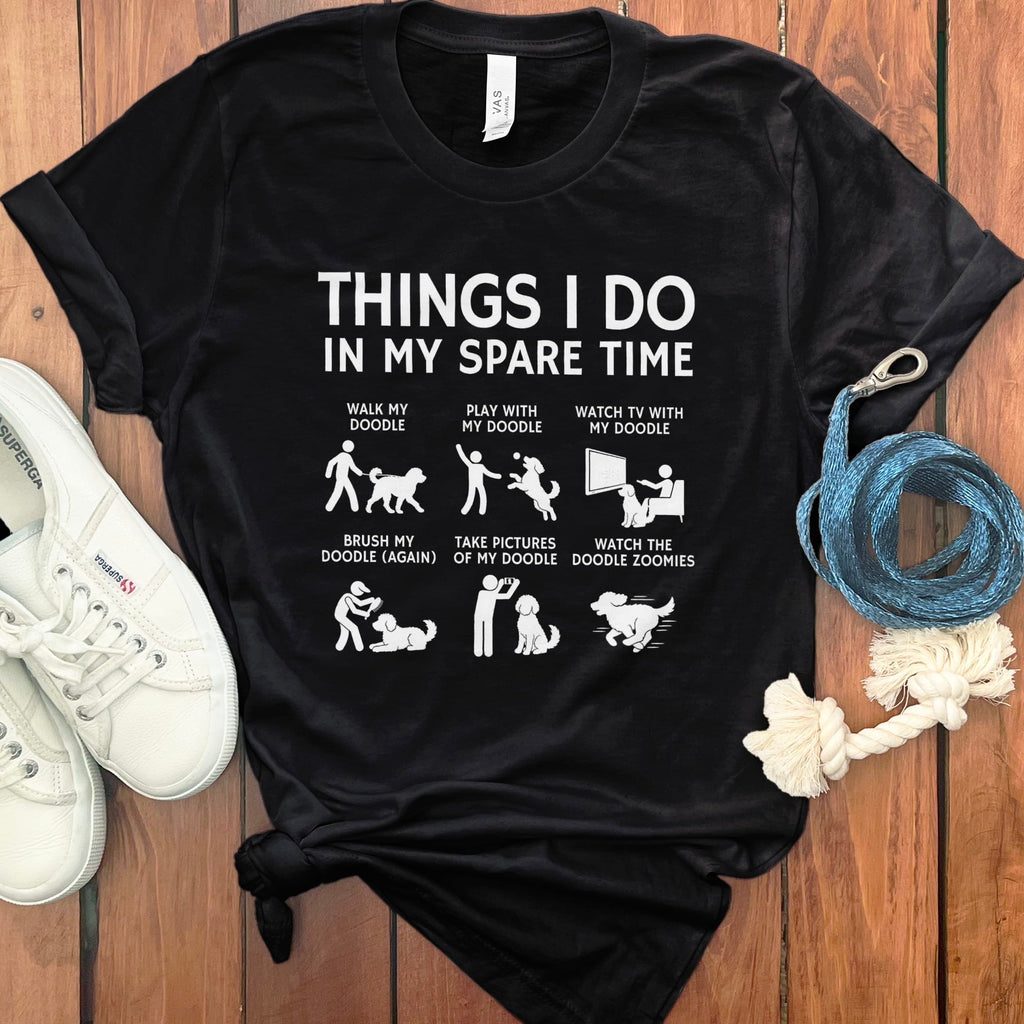 Doodle Spare Time T-Shirt in Black / S by Puppy Jo