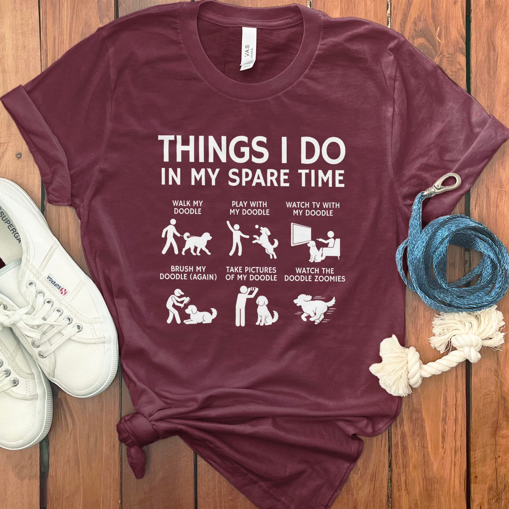 Doodle Spare Time T-Shirt in Maroon / S by Puppy Jo