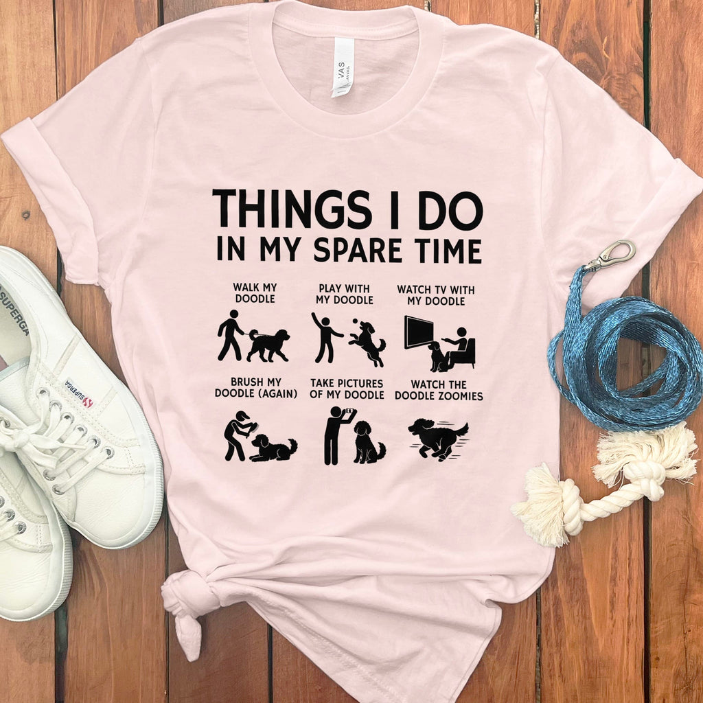 Doodle Spare Time T-Shirt in Soft Pink / S by Puppy Jo