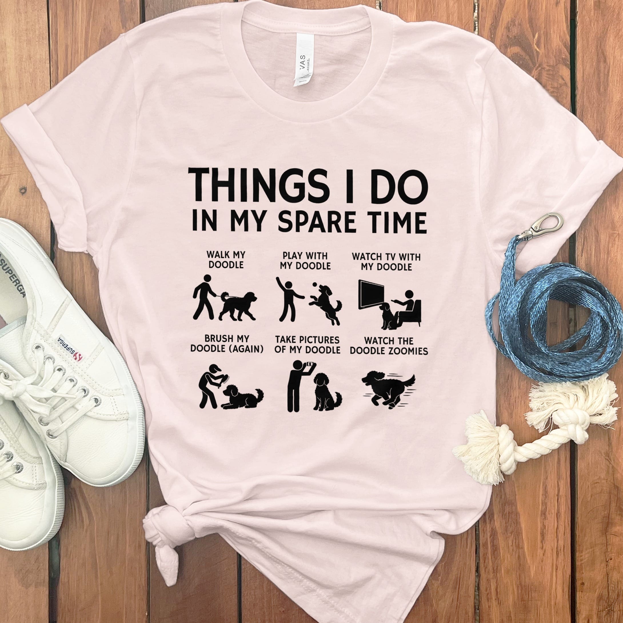 Doodle Spare Time T-Shirt in Soft Pink / S by Puppy Jo