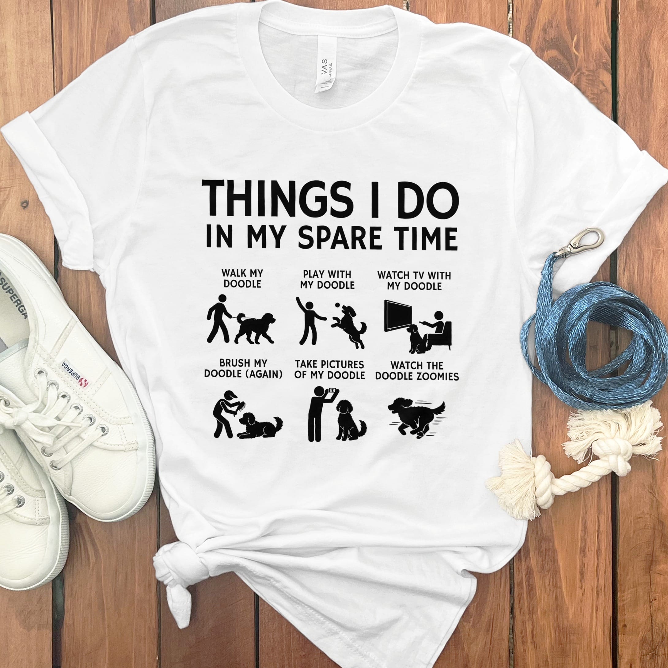 Doodle Spare Time T-Shirt in White / S by Puppy Jo
