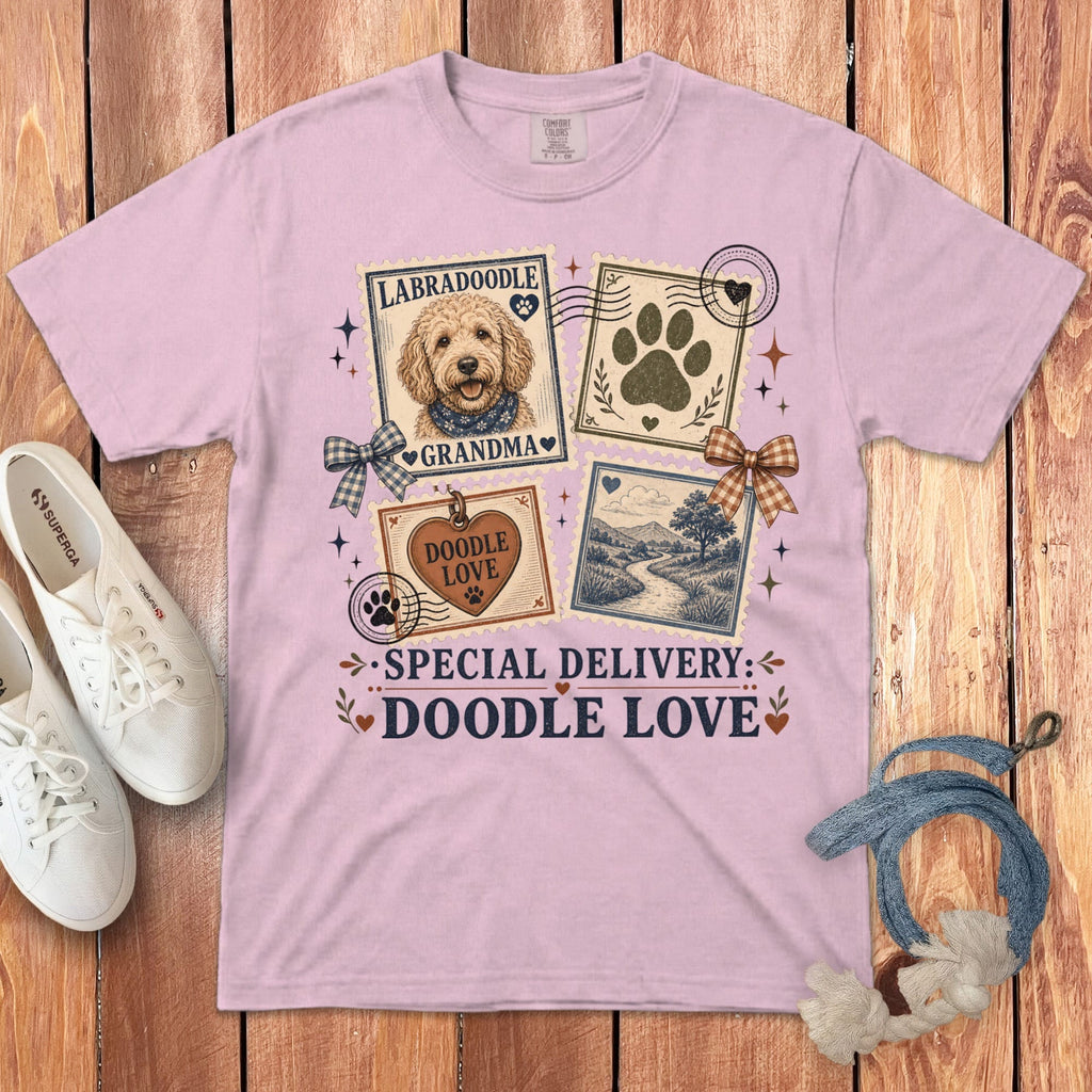 Doodle Special Delivery Signature T-Shirt in Blossom / S by Puppy Jo