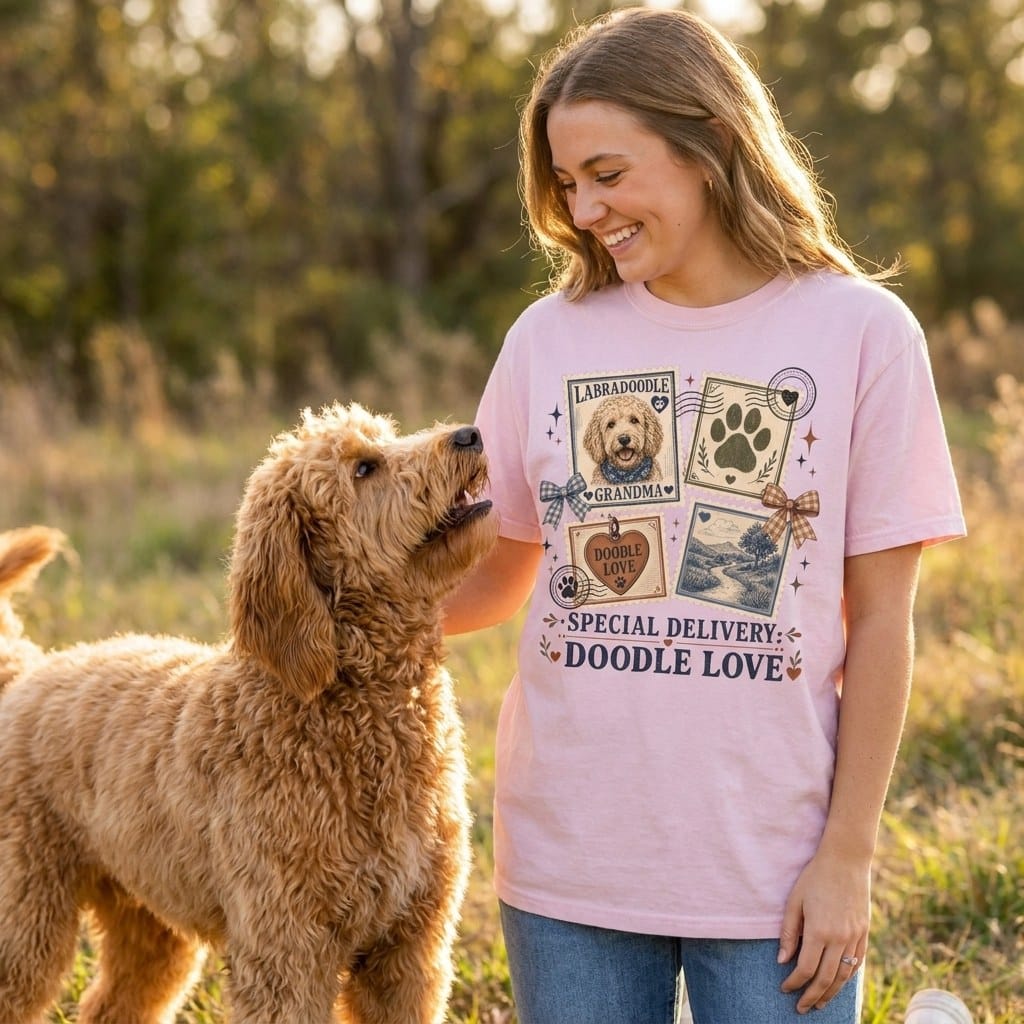 Doodle Special Delivery Signature T-Shirt in by Puppy Jo