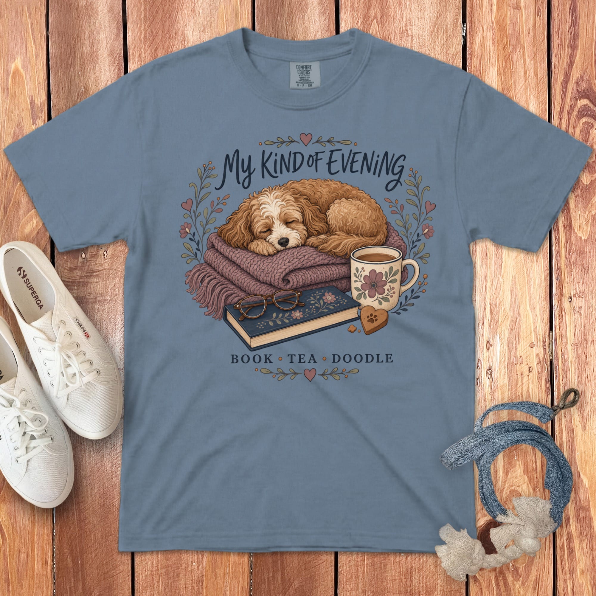 Doodle Tea Signature T-Shirt in Blue Jean / S by Puppy Jo
