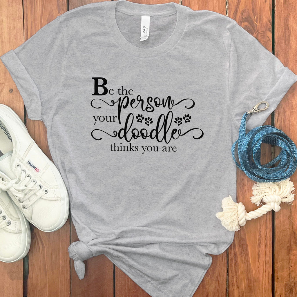 Doodle Thinks T-Shirt in Athletic Heather / M by Puppy Jo