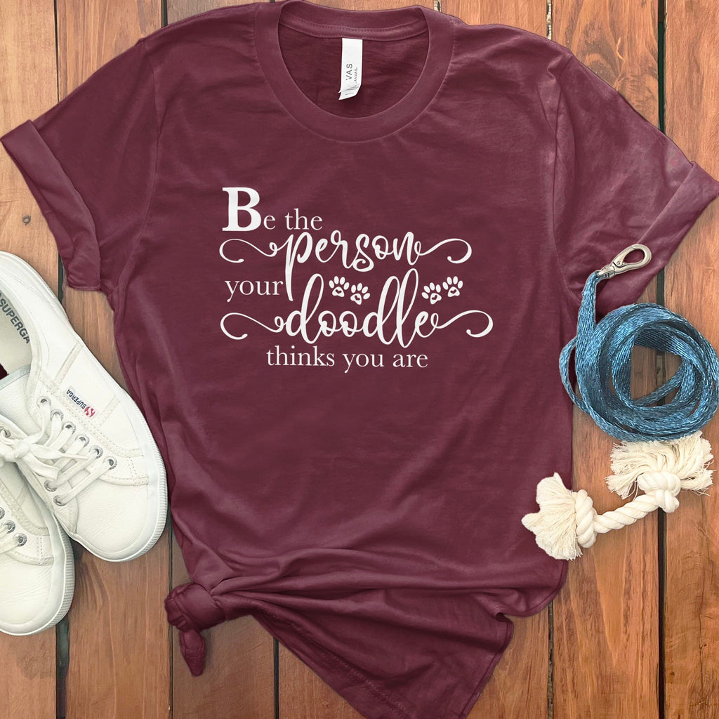 Doodle Thinks T-Shirt in Maroon / M by Puppy Jo