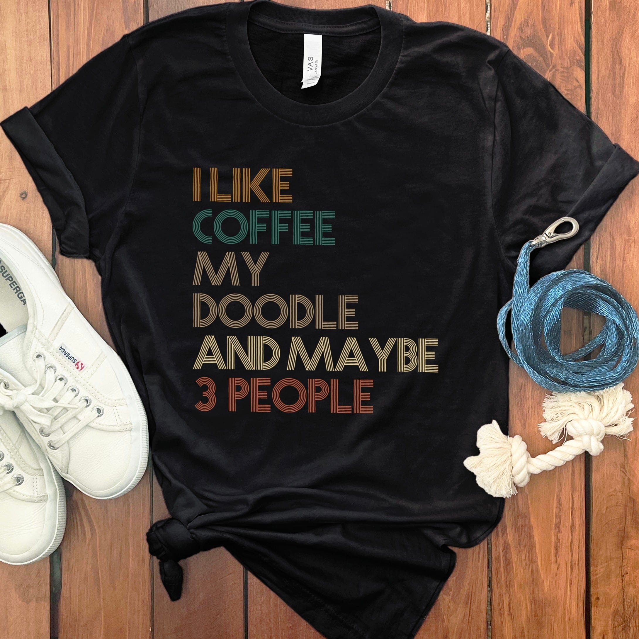 Doodle Three People T-Shirt in Black / S by Puppy Jo