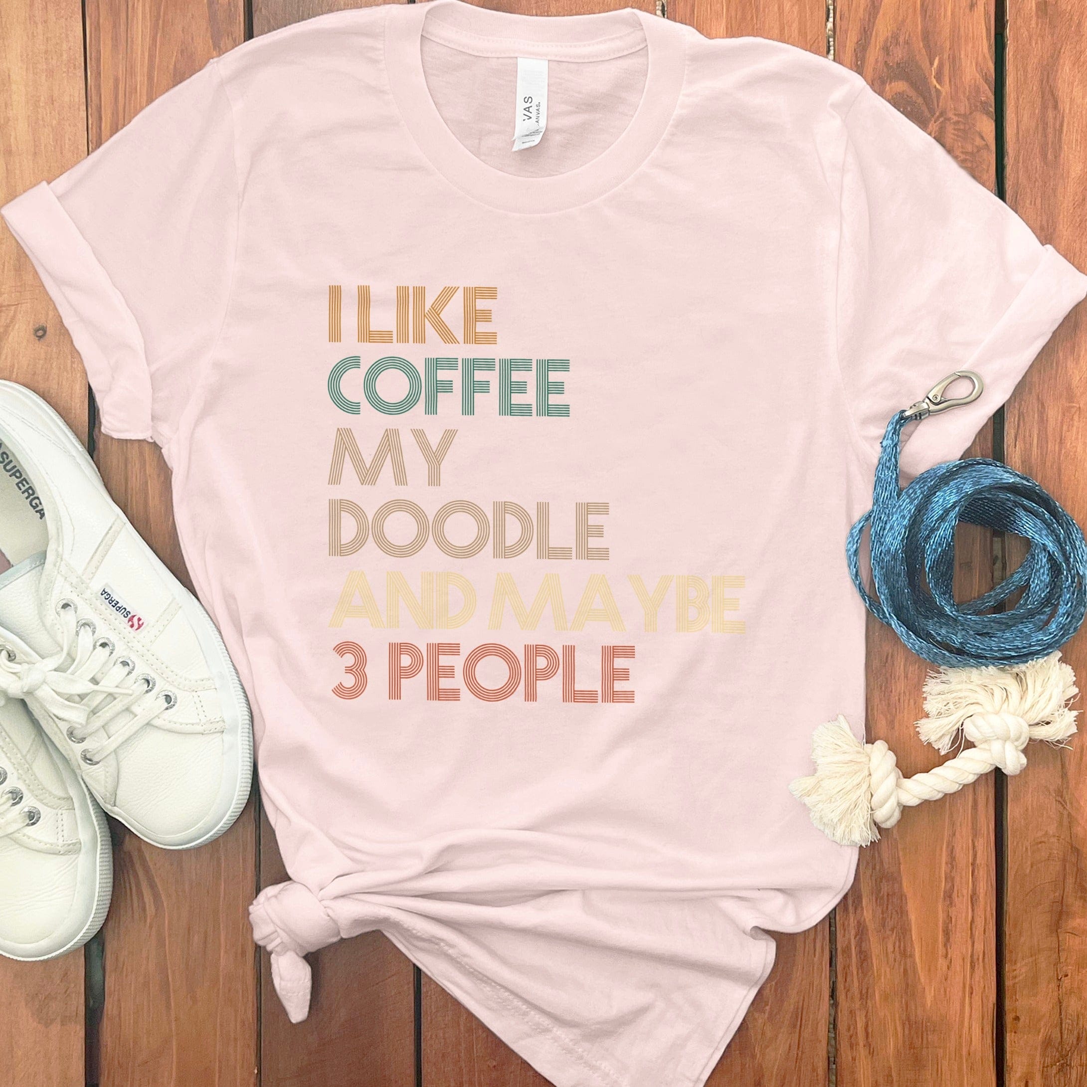 Doodle Three People T-Shirt in Soft Pink / S by Puppy Jo