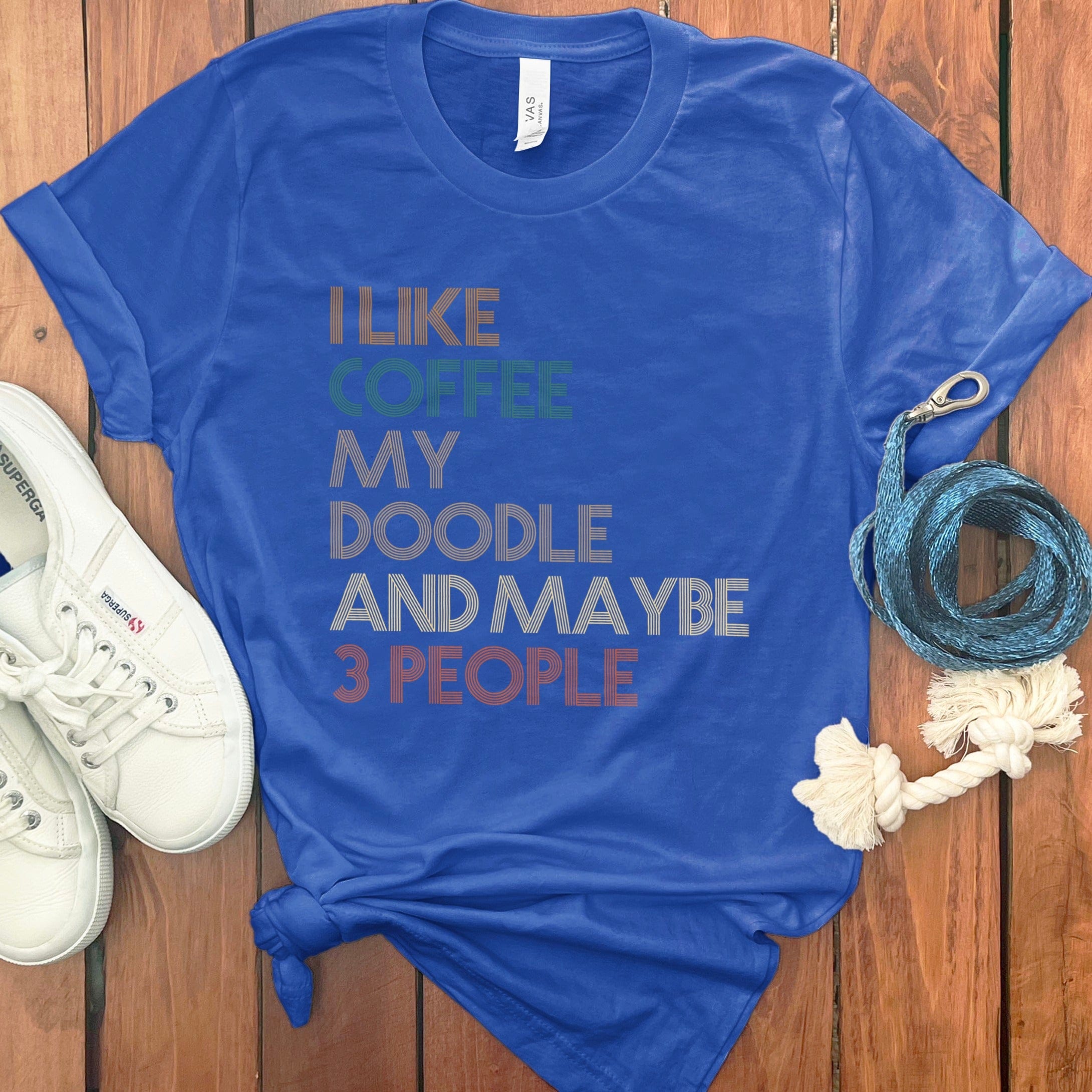 Doodle Three People T-Shirt in True Royal / S by Puppy Jo