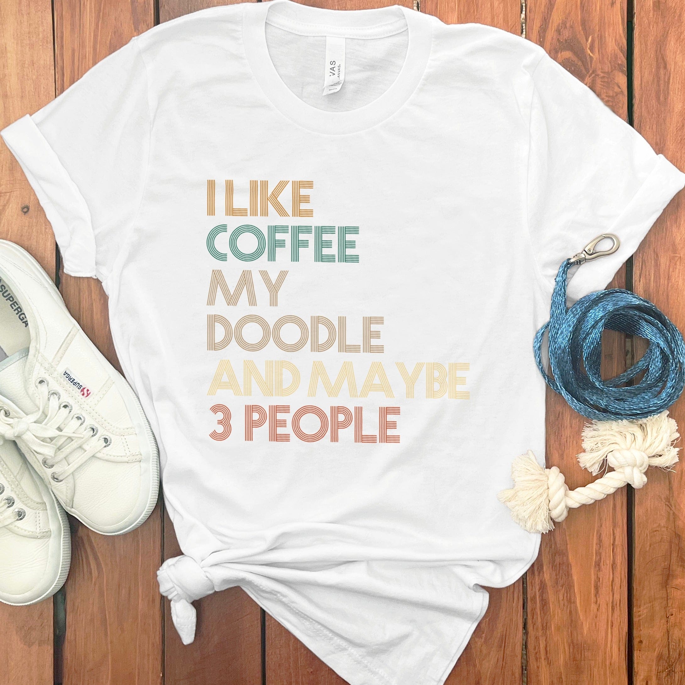 Doodle Three People T-Shirt in White / S by Puppy Jo