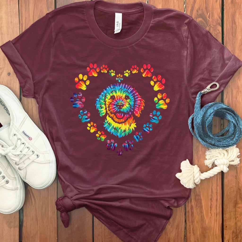Doodle Tie Dye T-Shirt in Maroon / S by Puppy Jo
