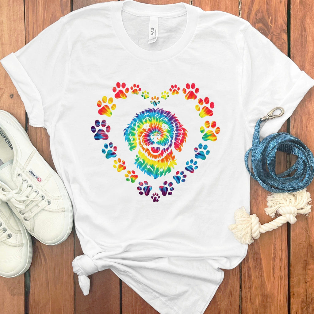 Doodle Tie Dye T-Shirt in White / S by Puppy Jo