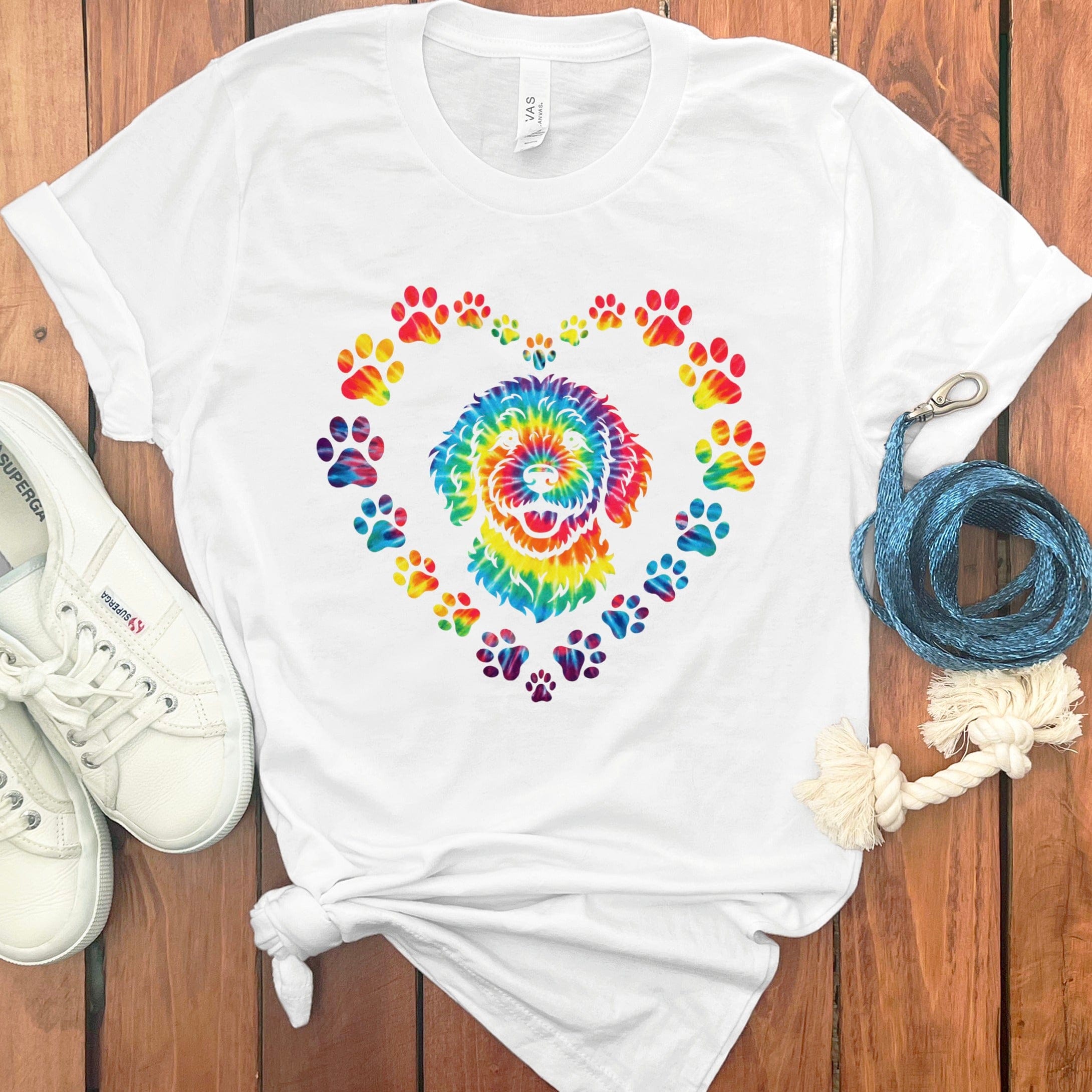 Doodle Tie Dye T-Shirt in White / S by Puppy Jo