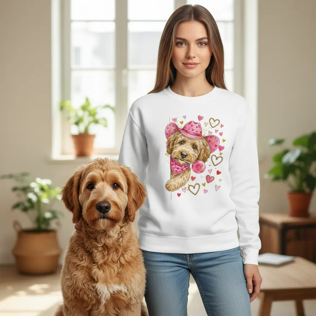 Doodle Valentine Cowboy Sweatshirt in by Puppy Jo