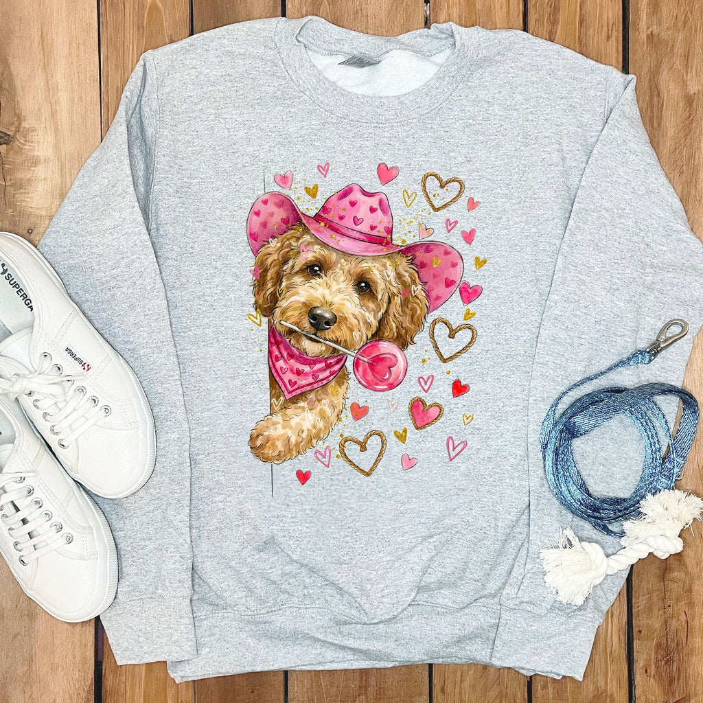 Doodle Valentine Cowboy Sweatshirt in Sport Grey / S by Puppy Jo