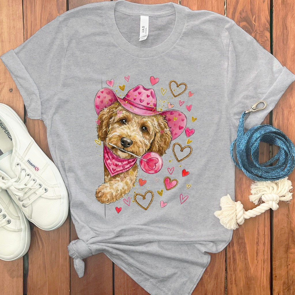 Doodle Valentine Cowboy T-Shirt in Athletic Heather / S by Puppy Jo