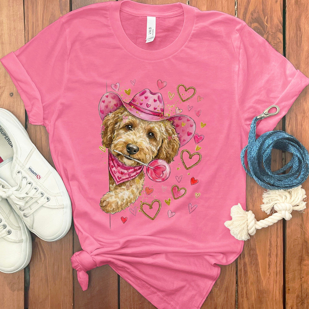 Doodle Valentine Cowboy T-Shirt in Charity Pink / S by Puppy Jo