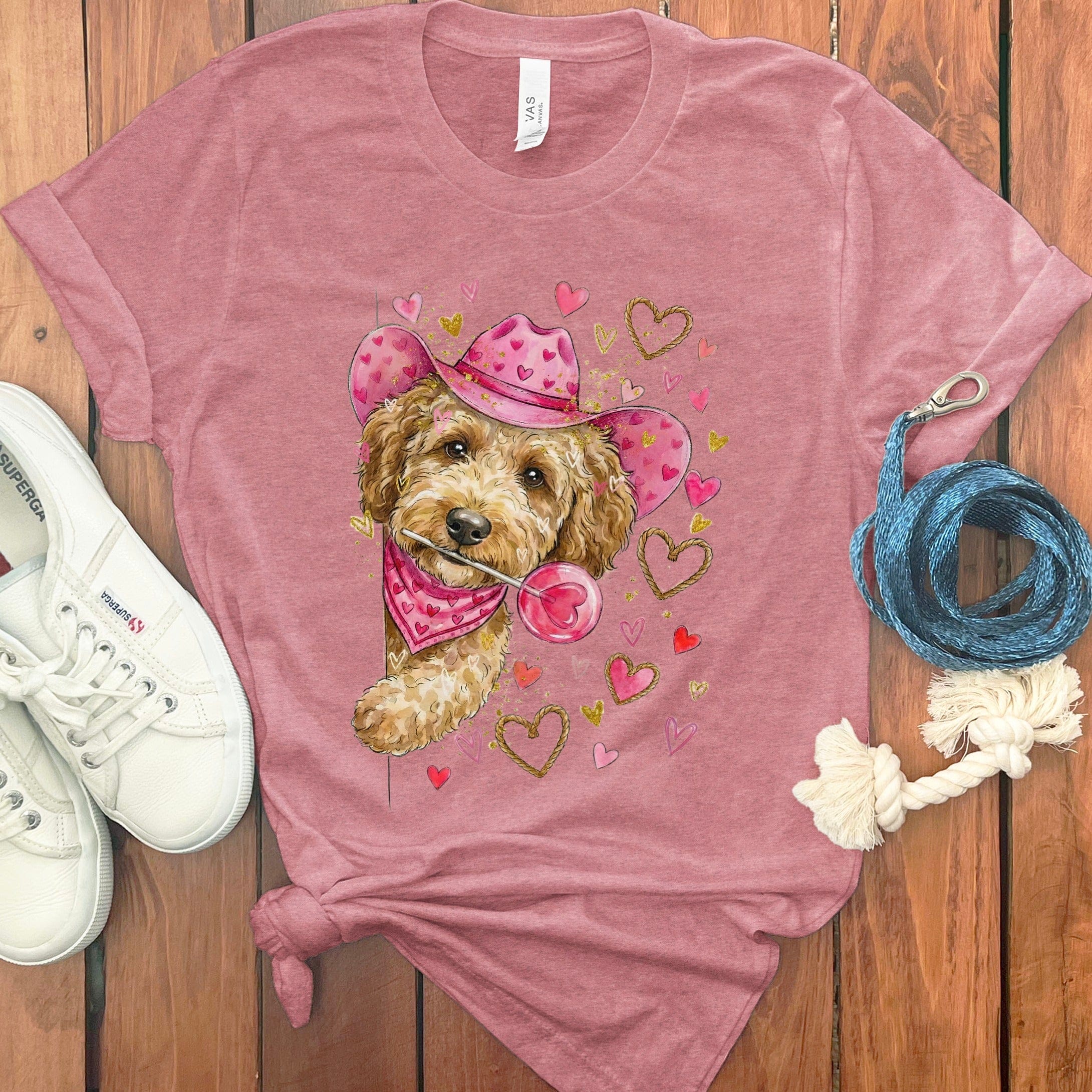 Doodle Valentine Cowboy T-Shirt in Heather Mauve / S by Puppy Jo