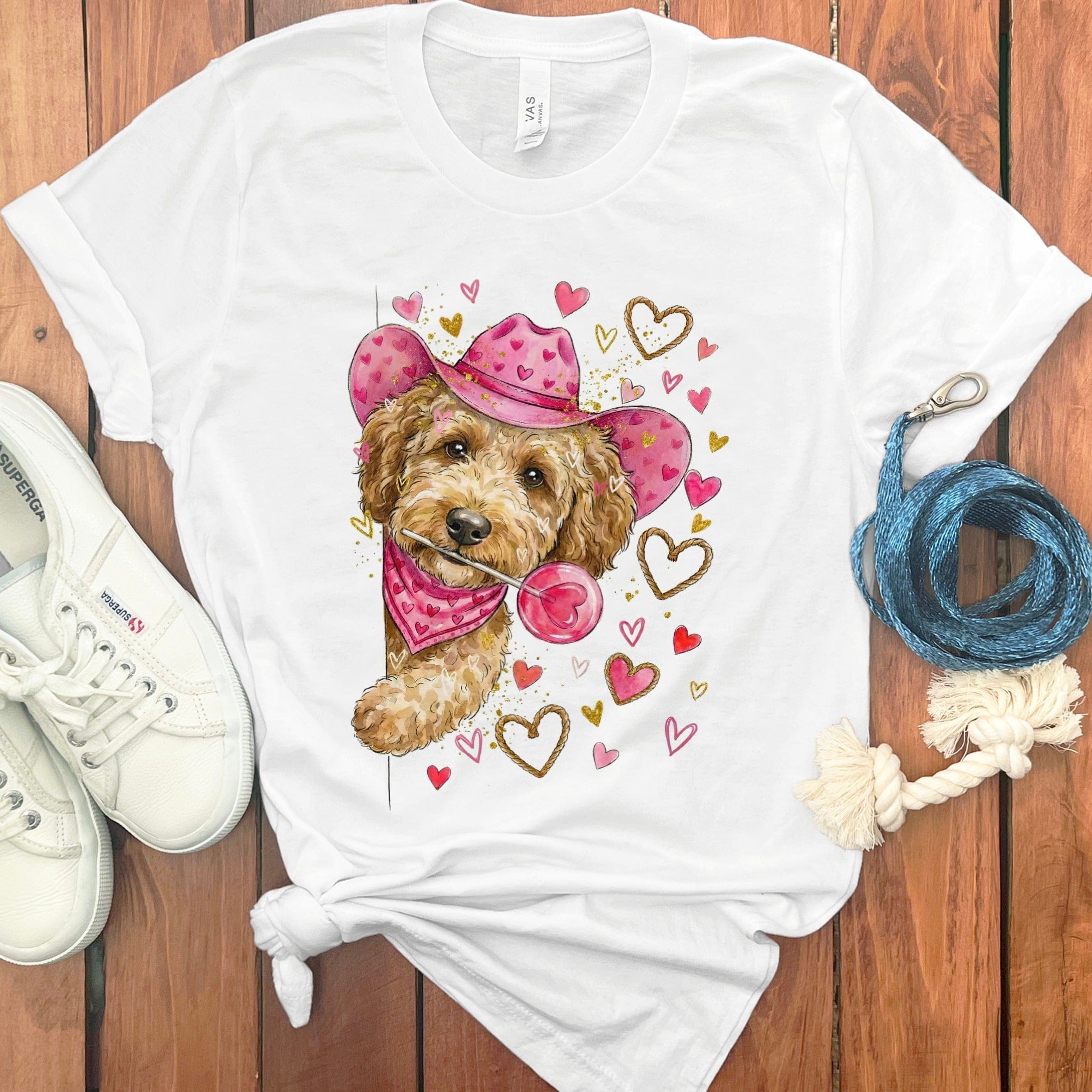 Doodle Valentine Cowboy T-Shirt in White / S by Puppy Jo