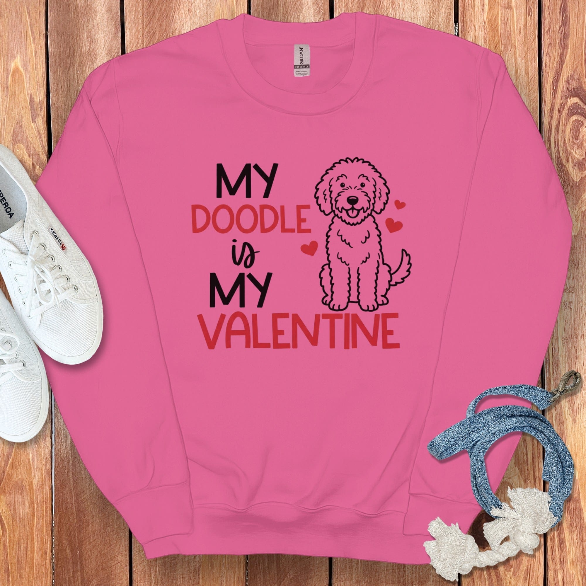 Doodle Valentine Sweatshirt in Heliconia / S by Puppy Jo