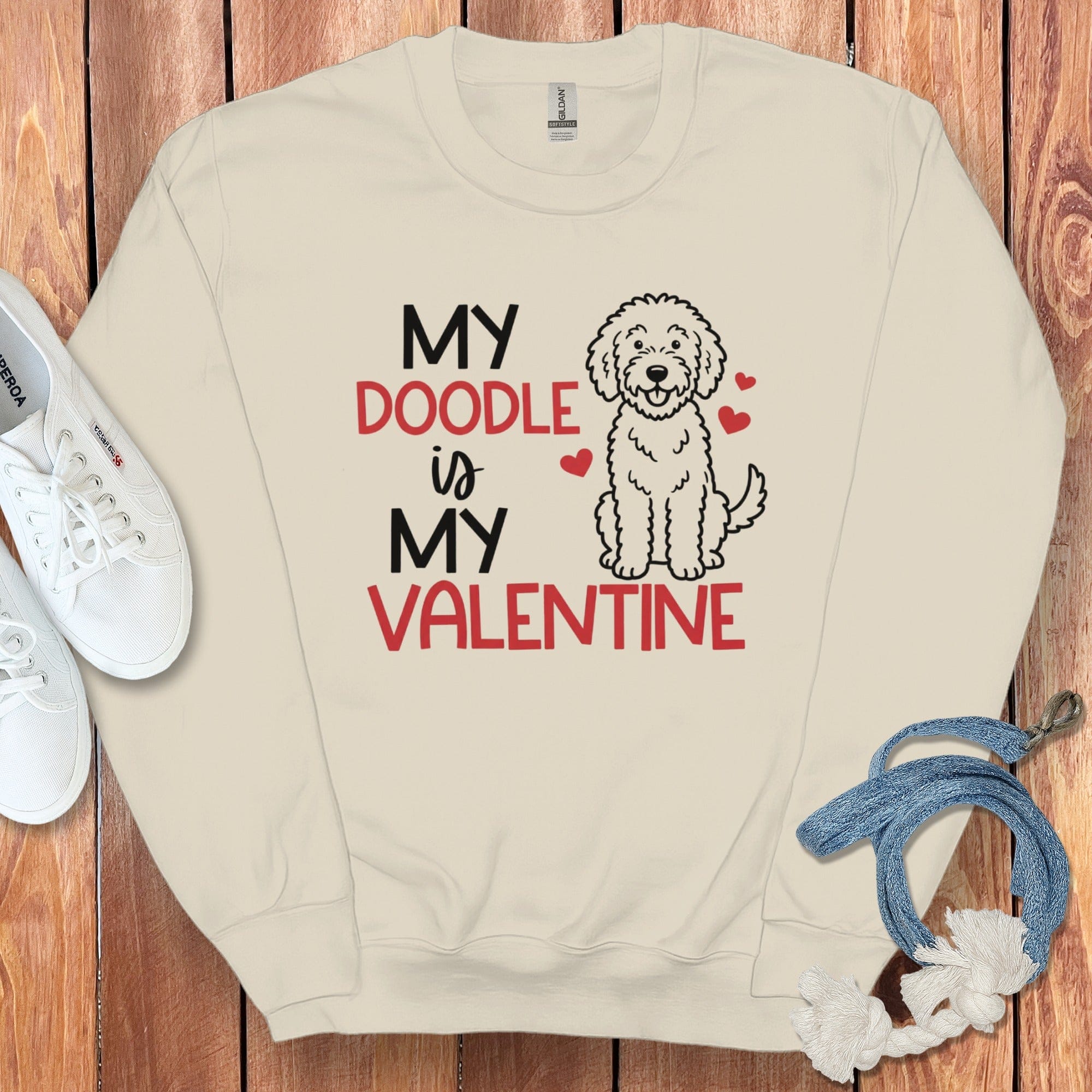 Doodle Valentine Sweatshirt in Sand / S by Puppy Jo