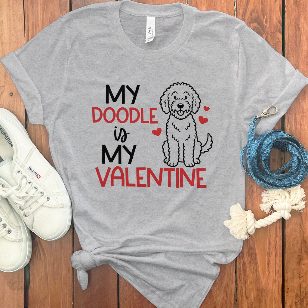 Doodle Valentine T-Shirt in Athletic Heather / S by Puppy Jo