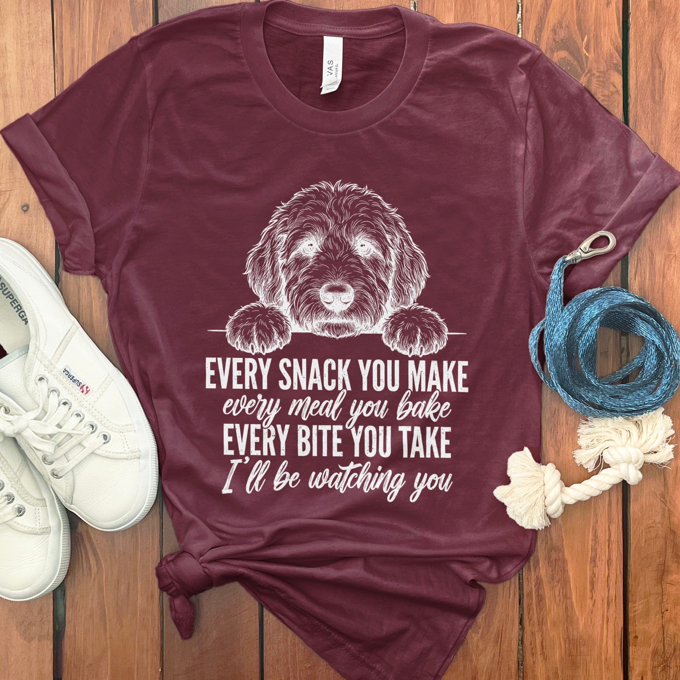 Doodle Watching T-Shirt in Maroon / S by Puppy Jo