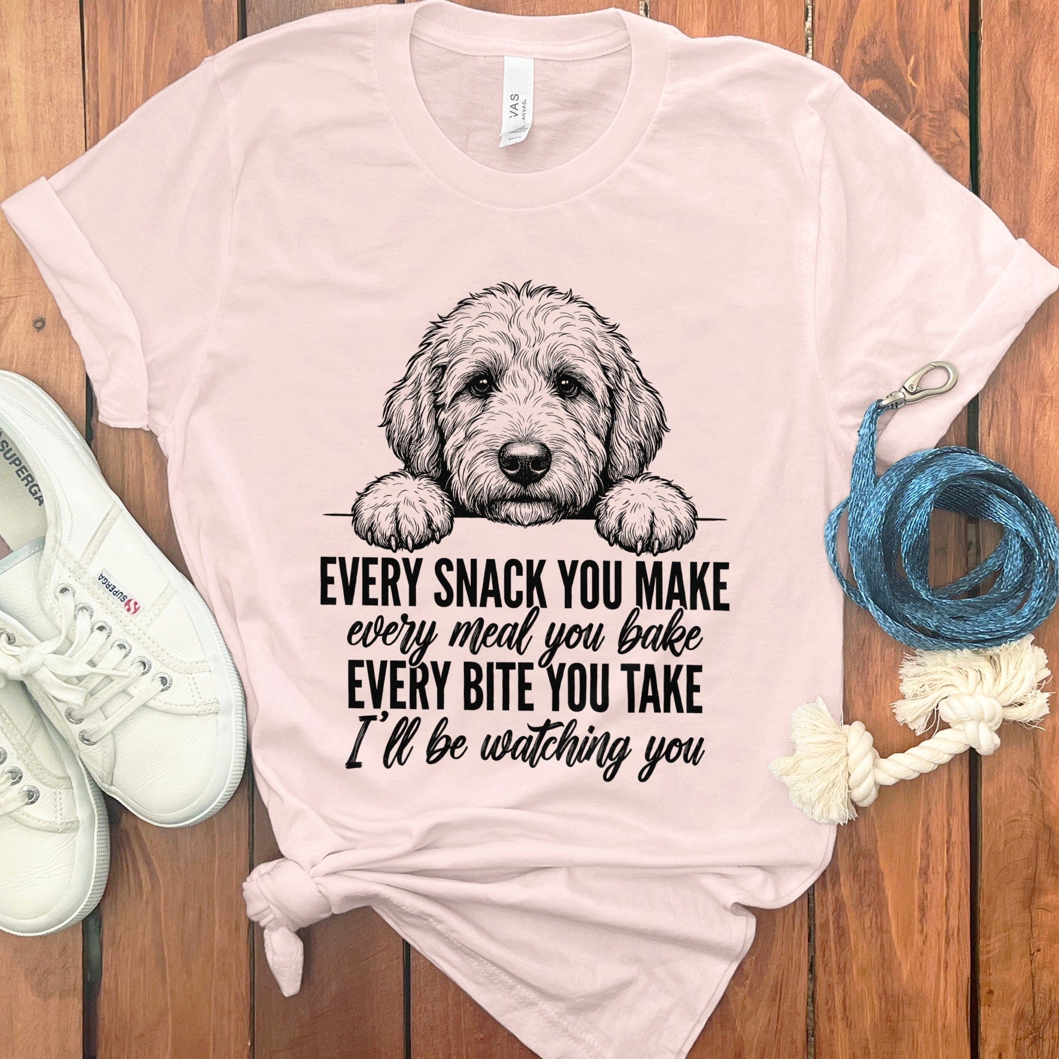 Doodle Watching T-Shirt in Soft Pink / S by Puppy Jo