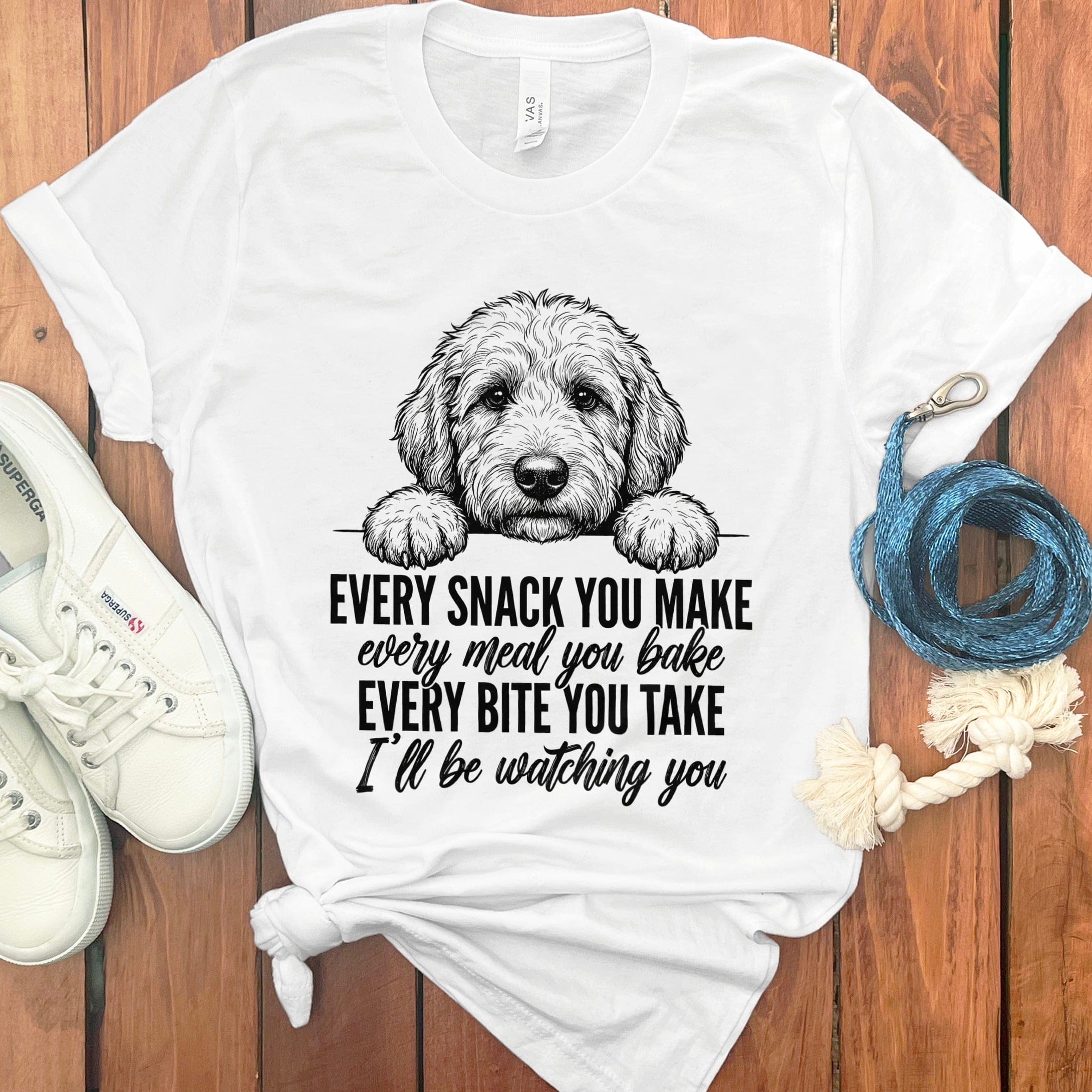 Doodle Watching T-Shirt in White / S by Puppy Jo