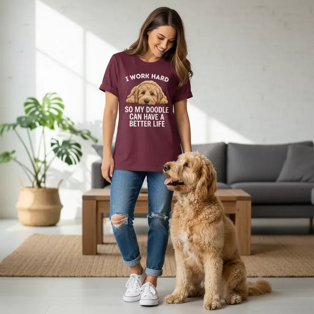 Doodle Work Hard T-Shirt in by Puppy Jo